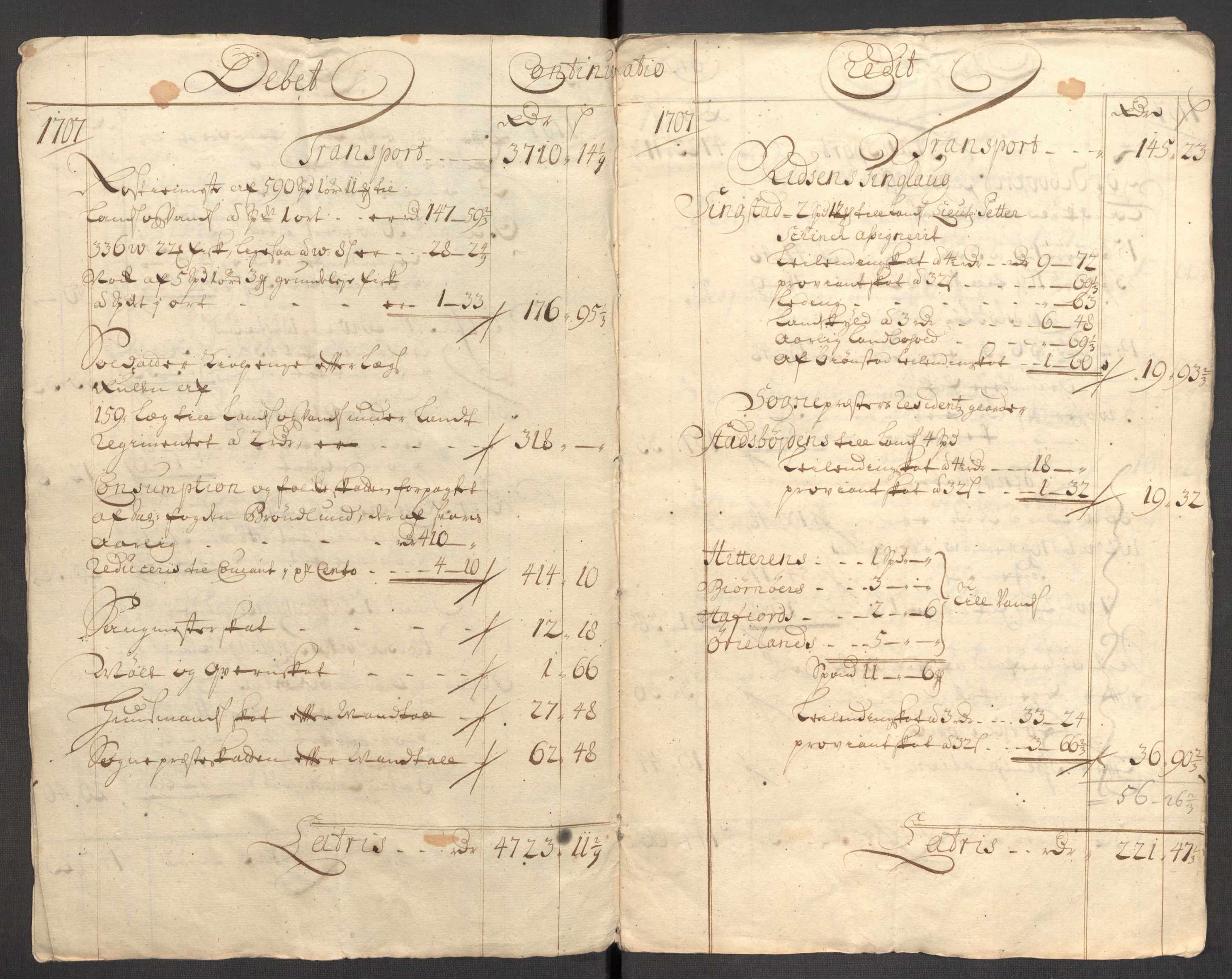 Rentekammeret inntil 1814, Reviderte regnskaper, Fogderegnskap, RA/EA-4092/R57/L3857: Fogderegnskap Fosen, 1706-1707, p. 273