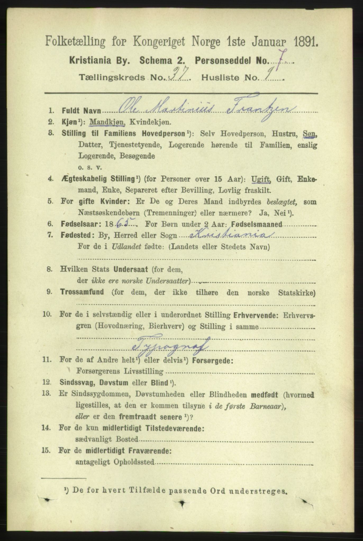 RA, 1891 census for 0301 Kristiania, 1891, p. 20671