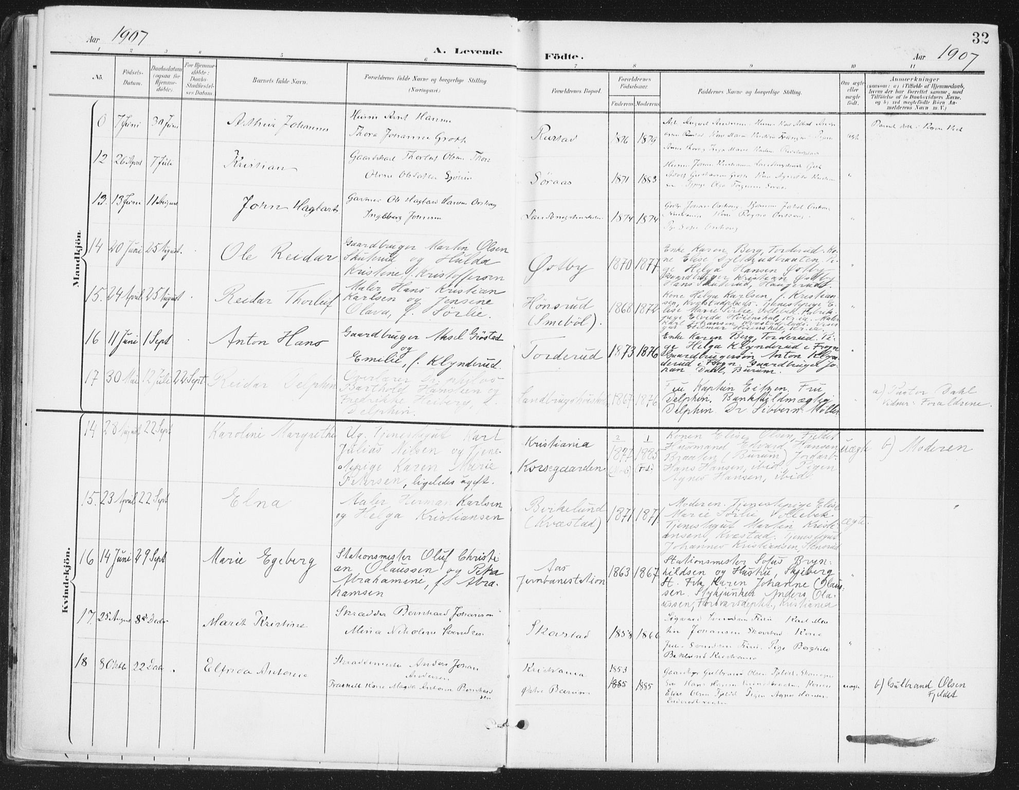 Ås prestekontor Kirkebøker, AV/SAO-A-10894/F/Fa/L0010: Parish register (official) no. I 10, 1900-1918, p. 32