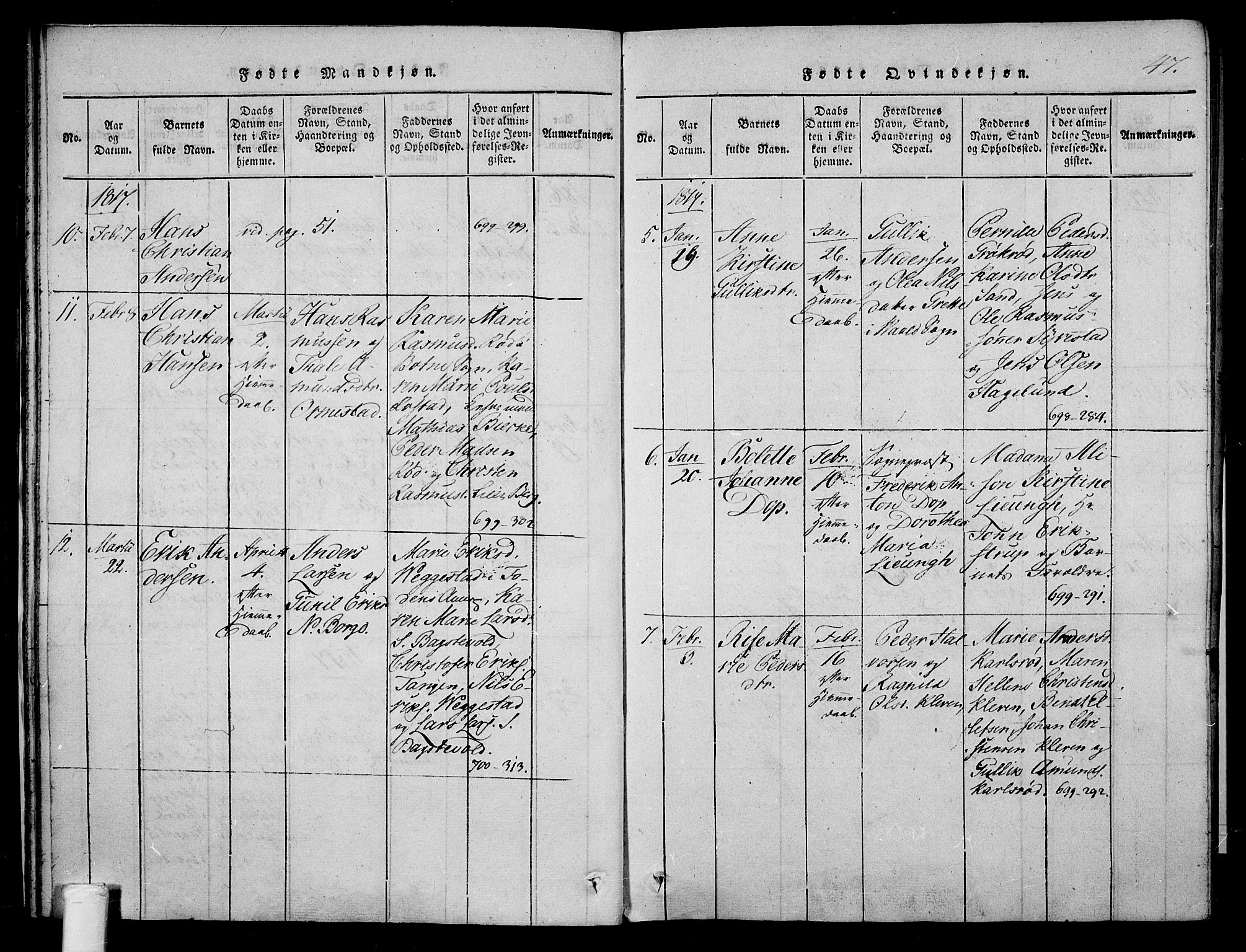 Våle kirkebøker, AV/SAKO-A-334/F/Fa/L0007: Parish register (official) no. I 7, 1814-1824, p. 46-47