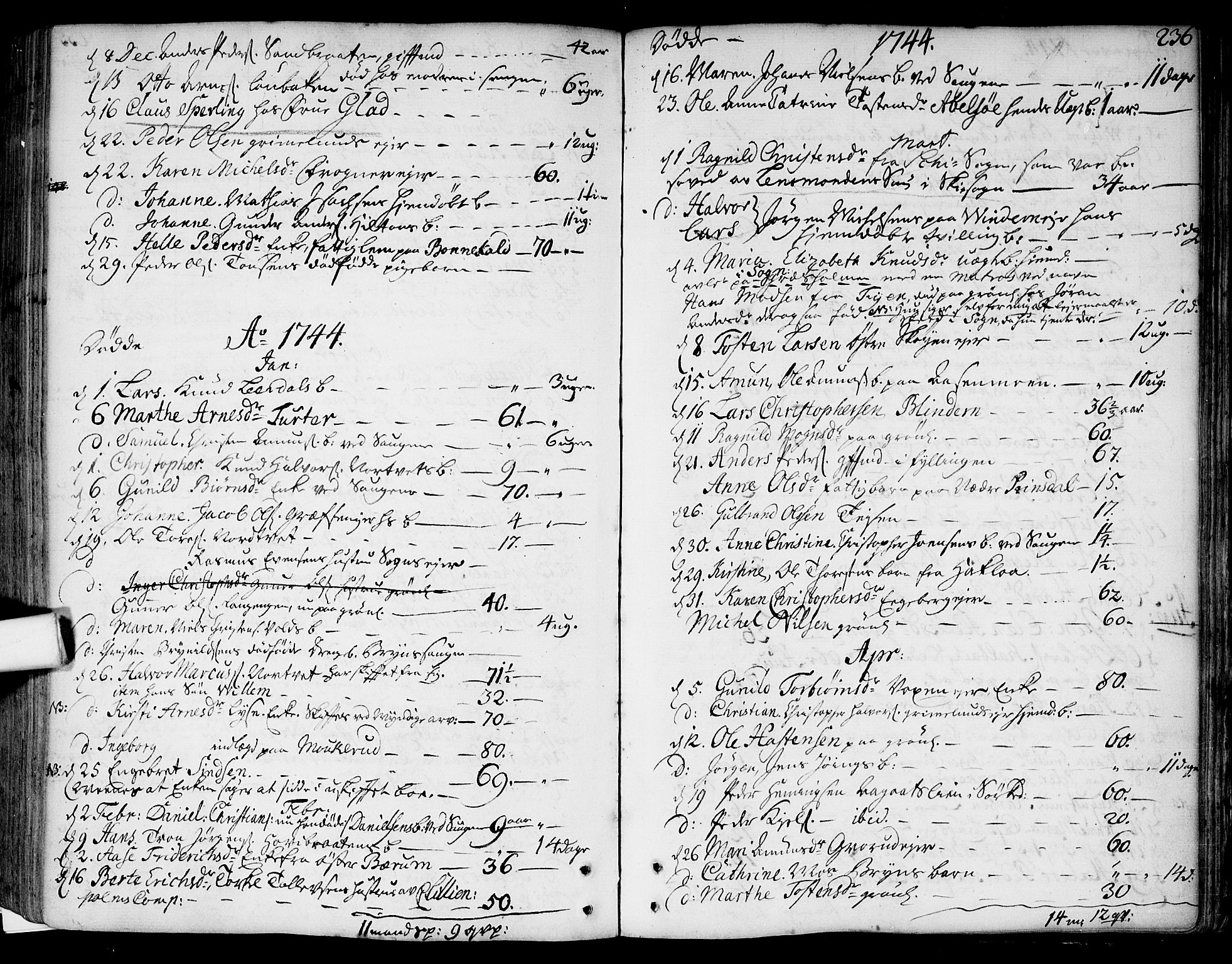 Aker prestekontor kirkebøker, SAO/A-10861/F/L0007: Parish register (official) no. 7, 1734-1748, p. 236