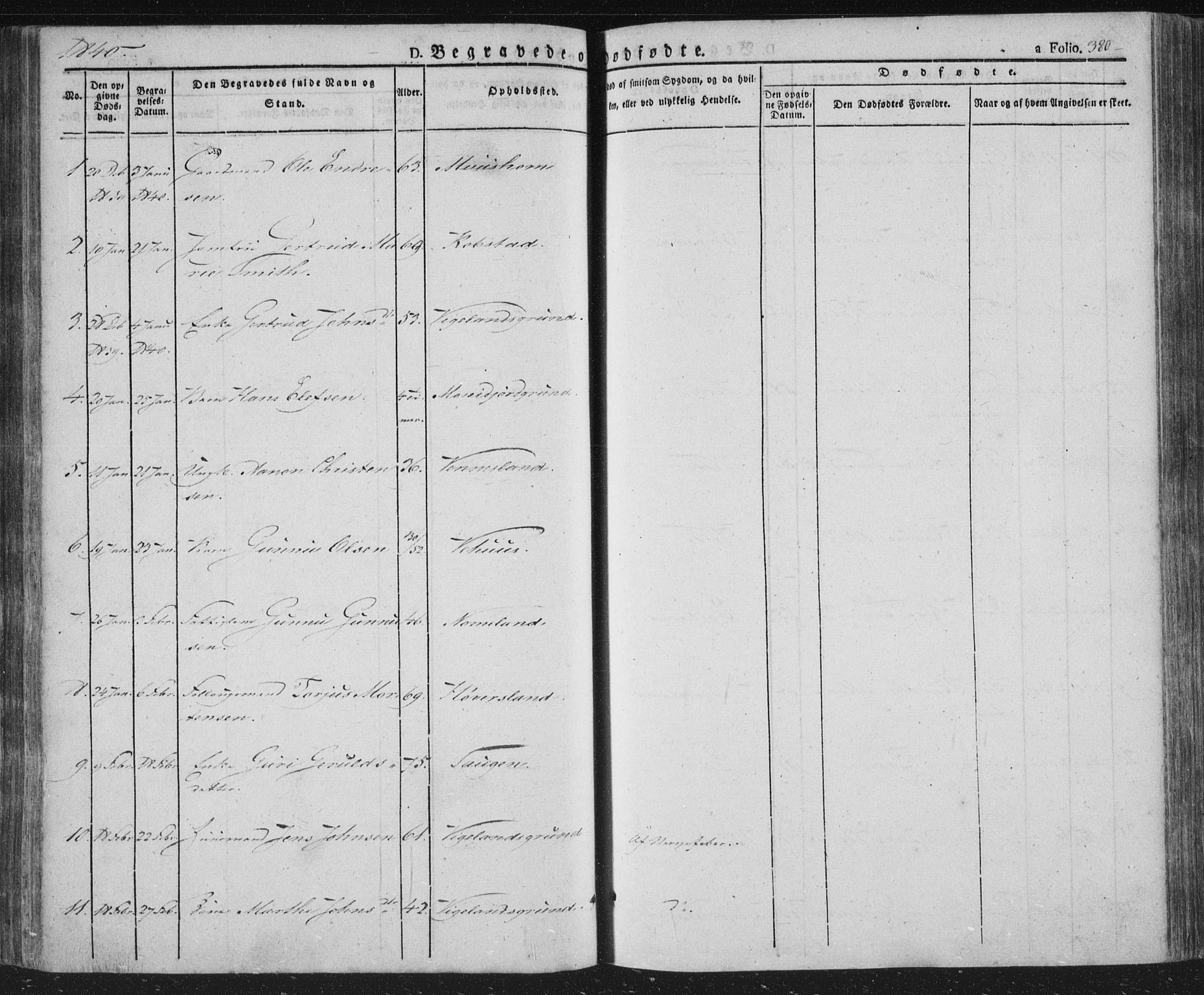 Vennesla sokneprestkontor, SAK/1111-0045/Fa/Fac/L0004: Parish register (official) no. A 4, 1834-1855, p. 380