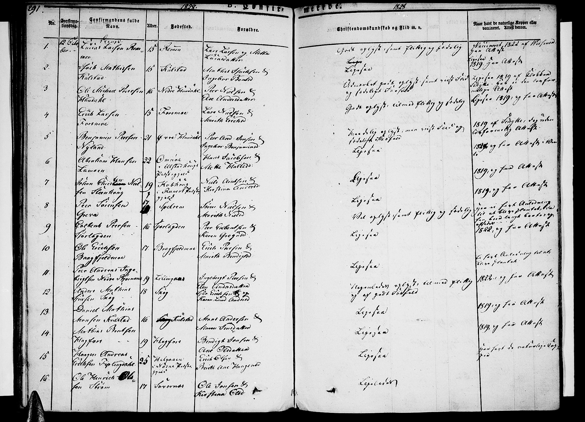 Ministerialprotokoller, klokkerbøker og fødselsregistre - Nordland, AV/SAT-A-1459/820/L0289: Parish register (official) no. 820A10, 1826-1845, p. 291