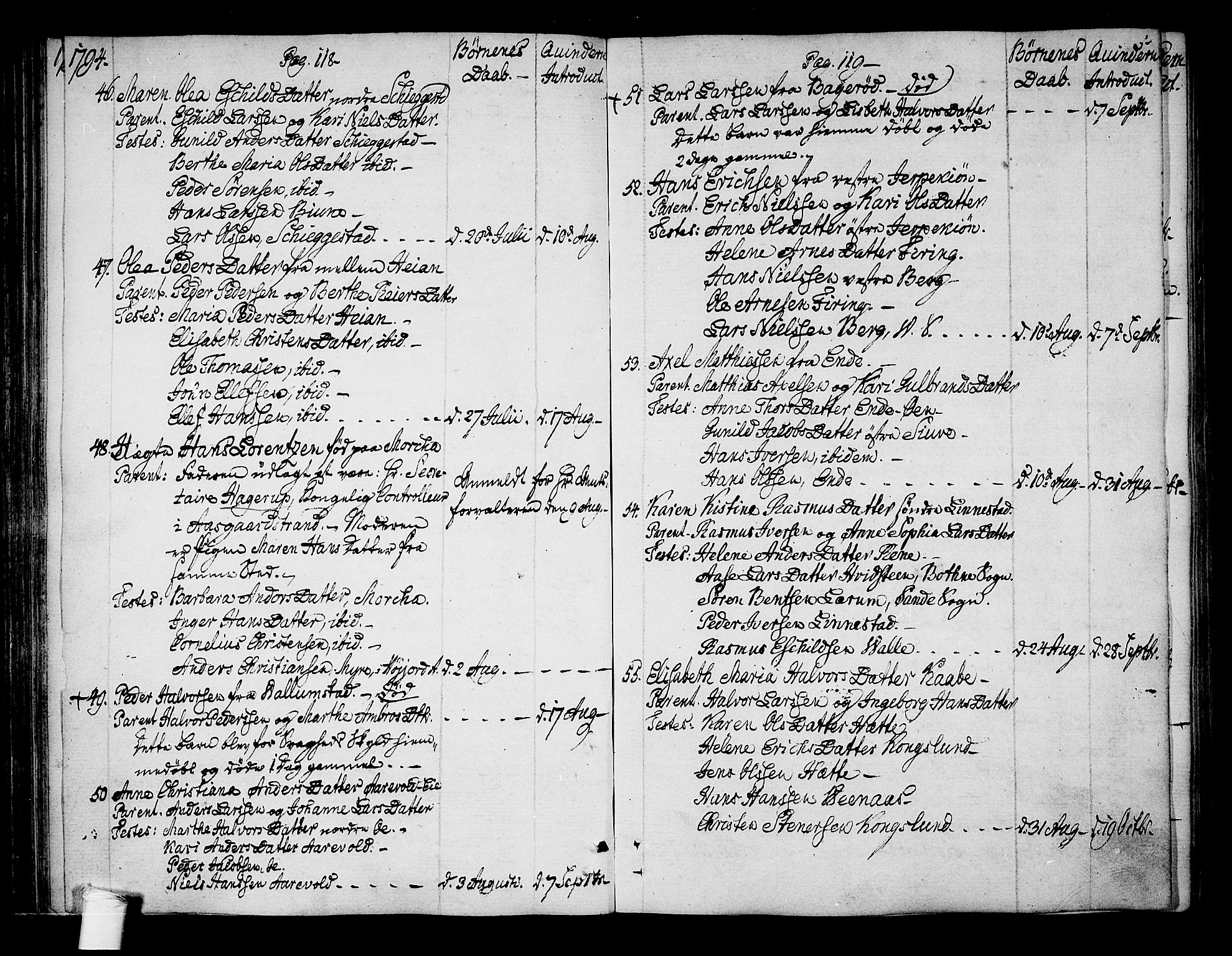 Ramnes kirkebøker, AV/SAKO-A-314/F/Fa/L0003: Parish register (official) no. I 3, 1790-1813, p. 118-119