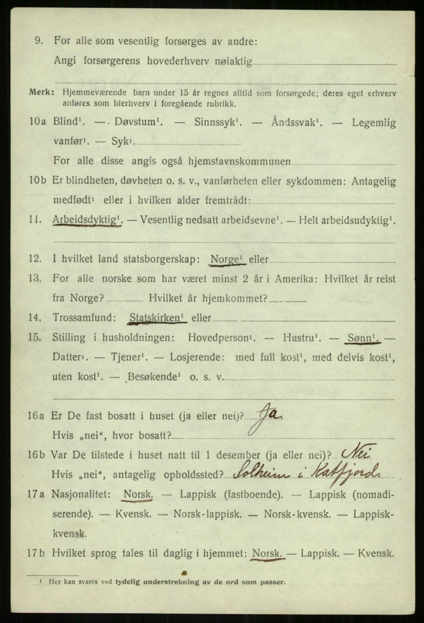 SATØ, 1920 census for Hillesøy, 1920, p. 1672