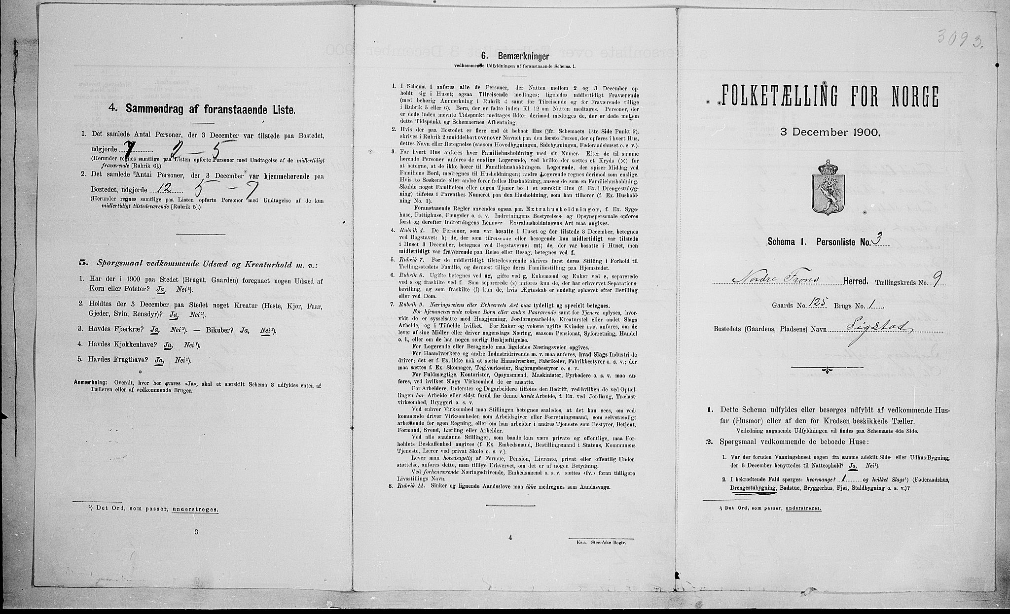 SAH, 1900 census for Nord-Fron, 1900, p. 1089