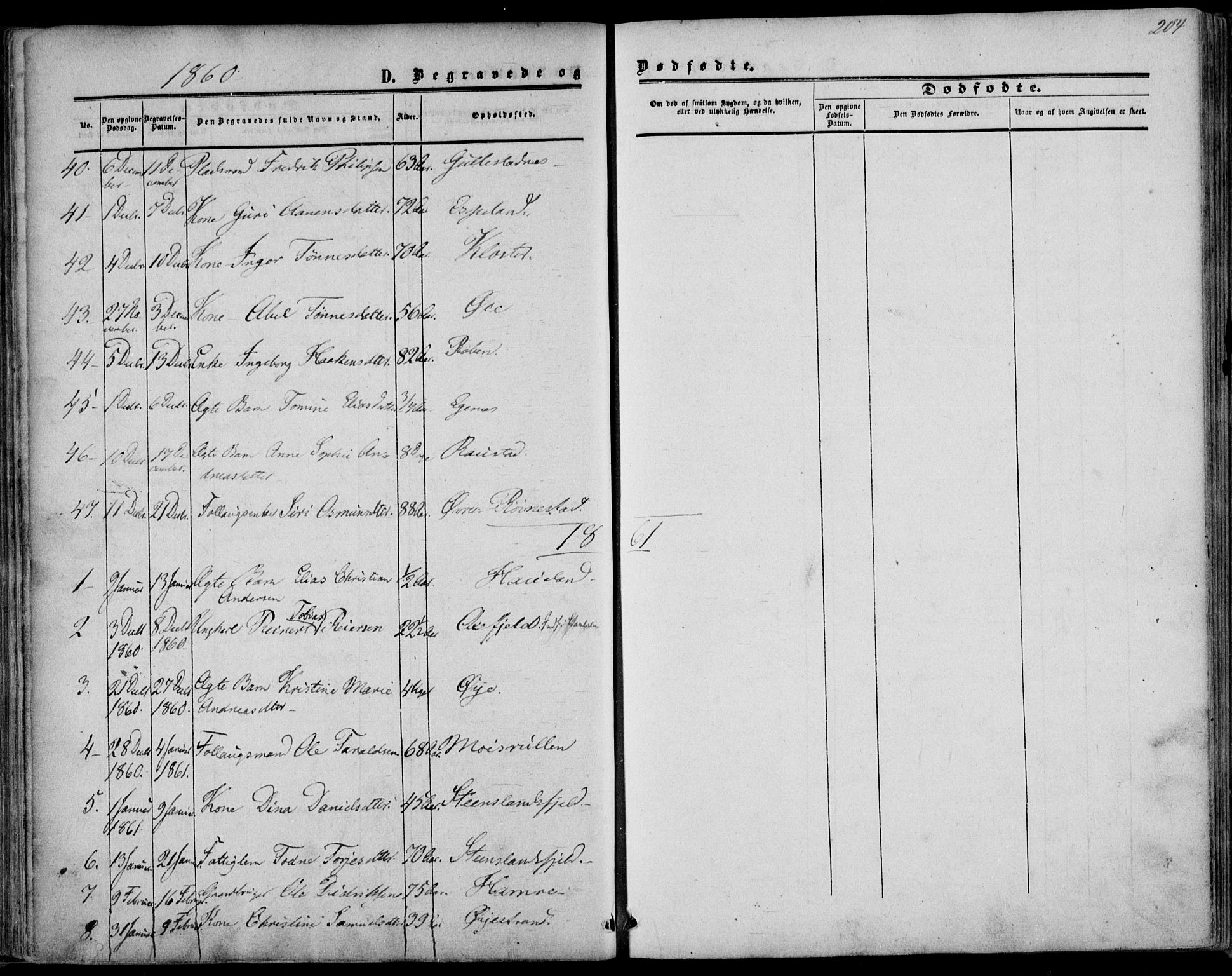 Kvinesdal sokneprestkontor, AV/SAK-1111-0026/F/Fa/Fab/L0006: Parish register (official) no. A 6, 1857-1869, p. 204