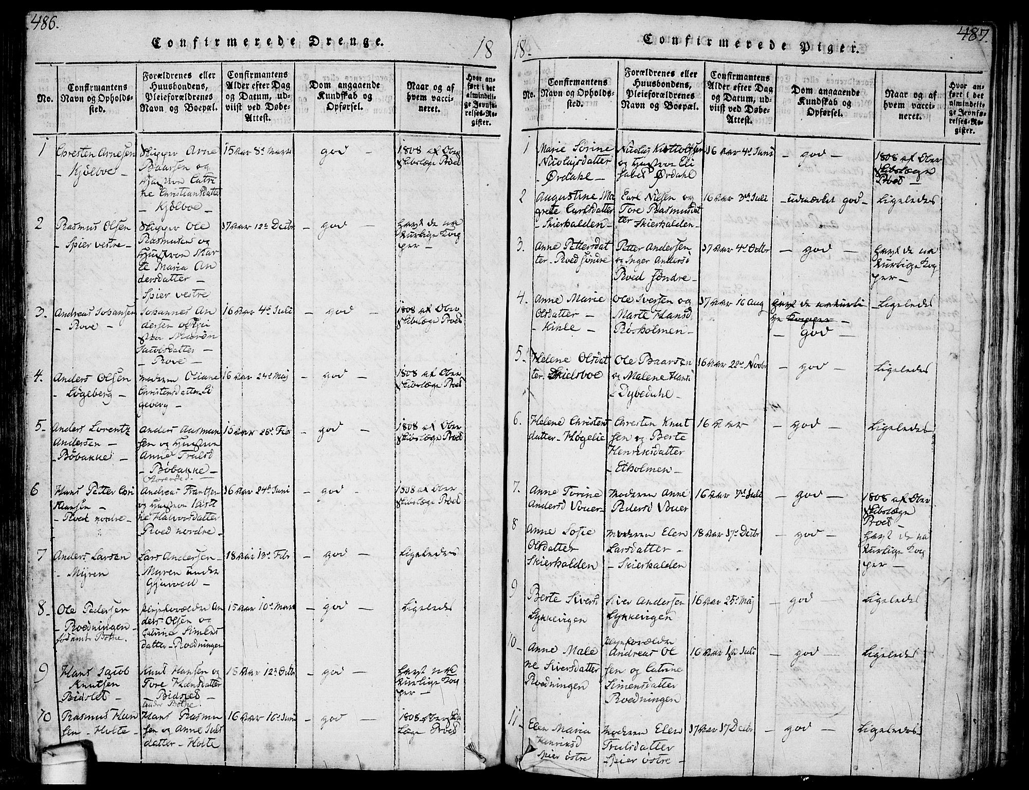 Hvaler prestekontor Kirkebøker, SAO/A-2001/F/Fa/L0005: Parish register (official) no. I 5, 1816-1845, p. 486-487