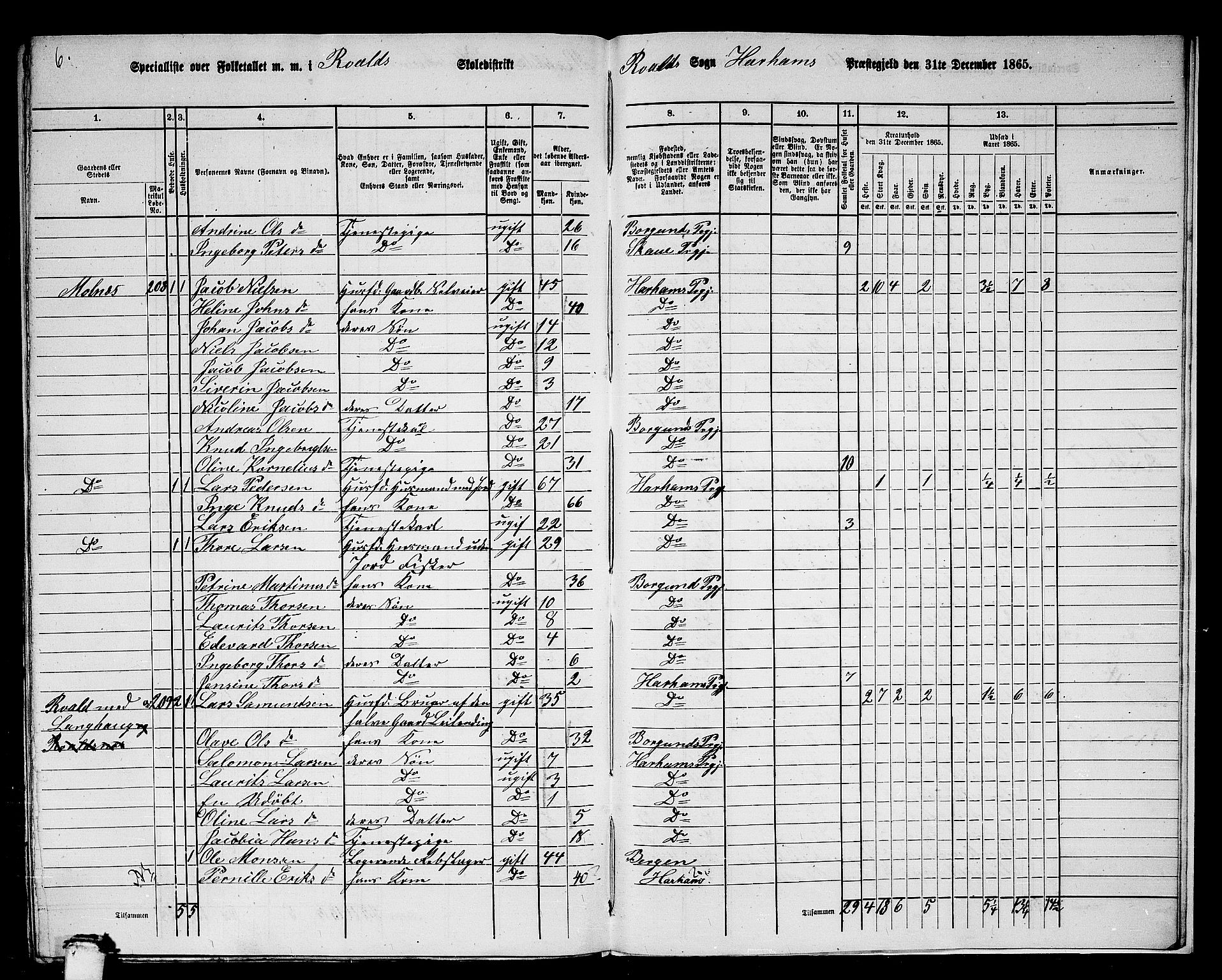 RA, 1865 census for Haram, 1865, p. 100