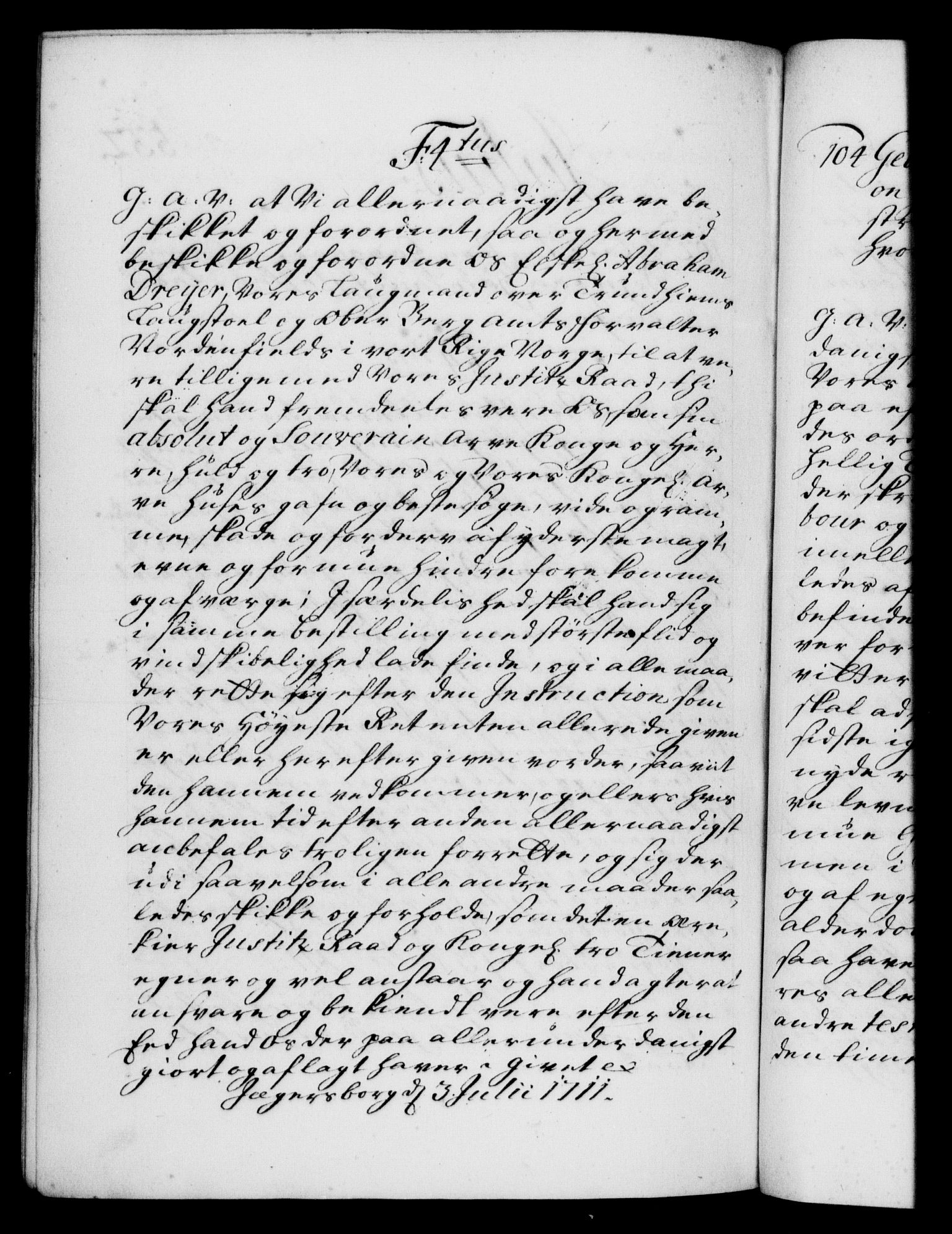 Danske Kanselli 1572-1799, AV/RA-EA-3023/F/Fc/Fca/Fcaa/L0020: Norske registre, 1708-1711, p. 532b