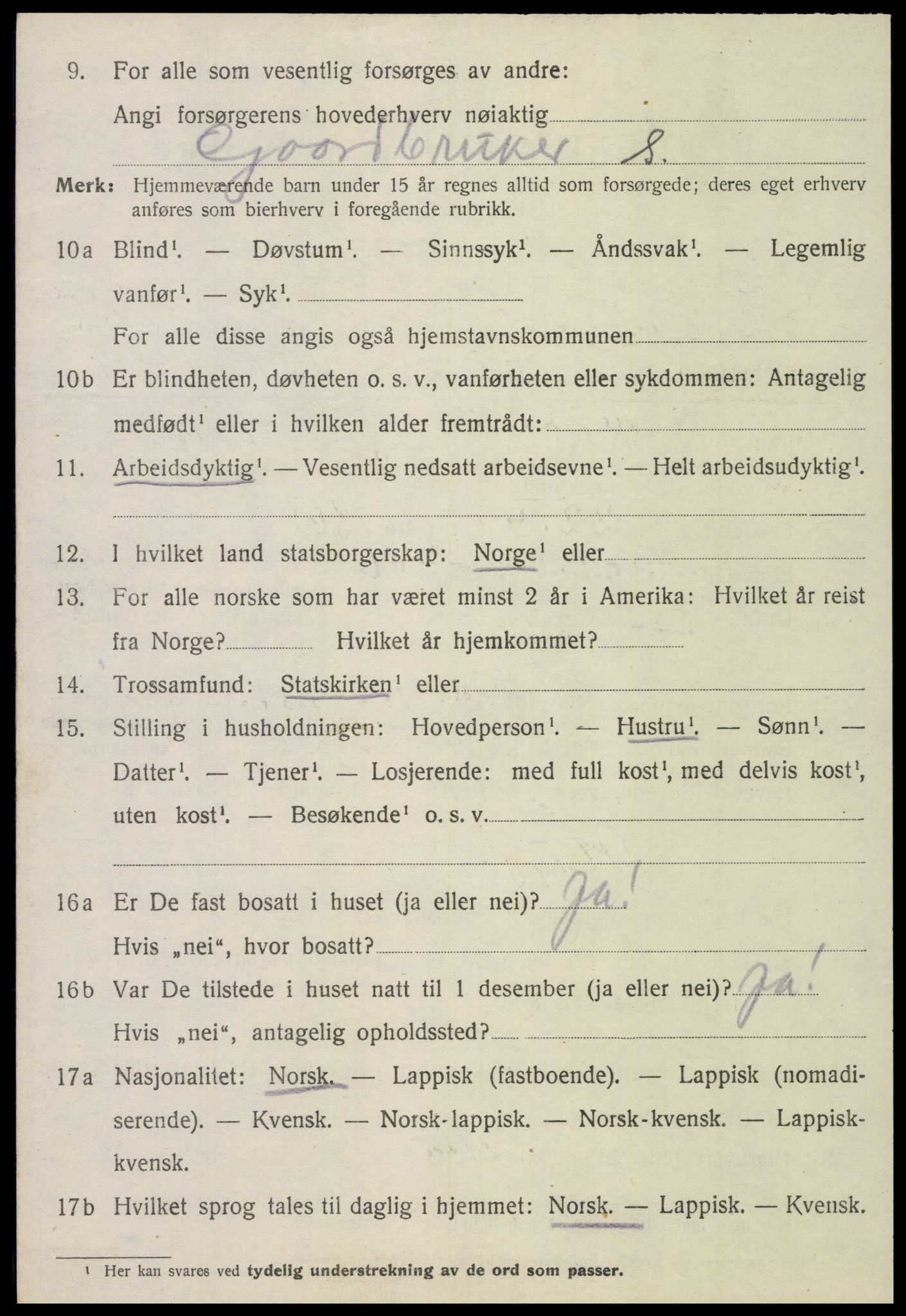 SAT, 1920 census for Verdal, 1920, p. 14830