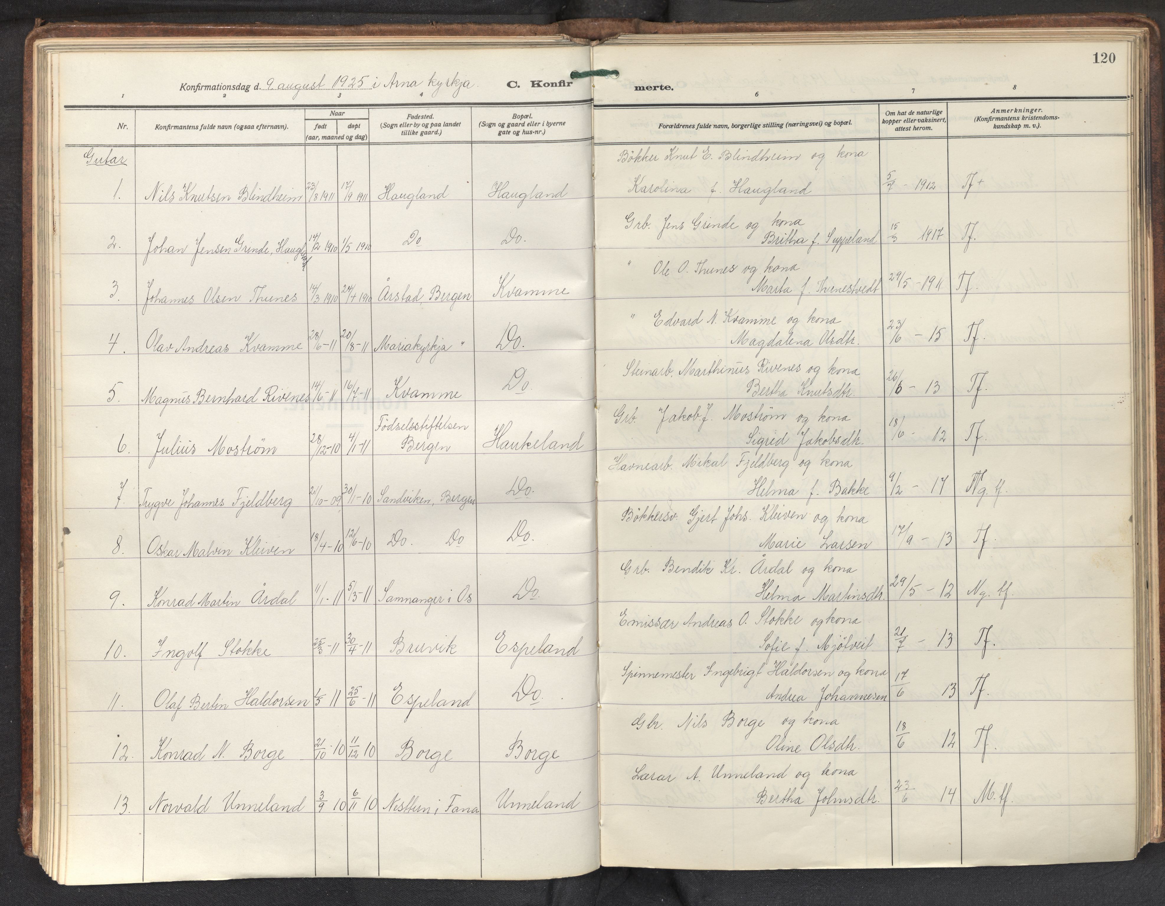 Haus sokneprestembete, SAB/A-75601/H/Haa: Parish register (official) no. D 4, 1925-1939, p. 120