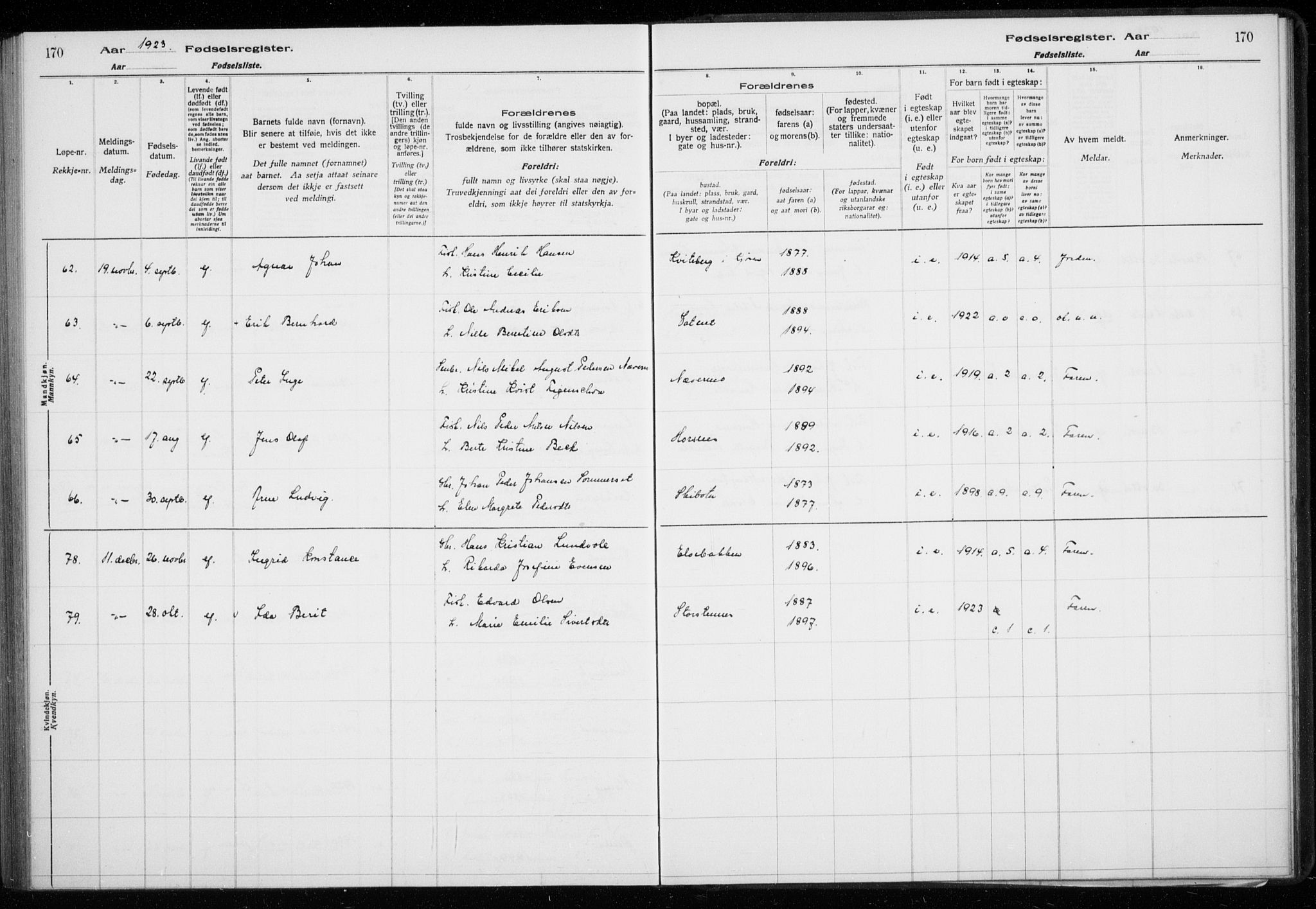 Lyngen sokneprestembete, SATØ/S-1289/I/Ia/L0075: Birth register no. 75, 1916-1924, p. 170