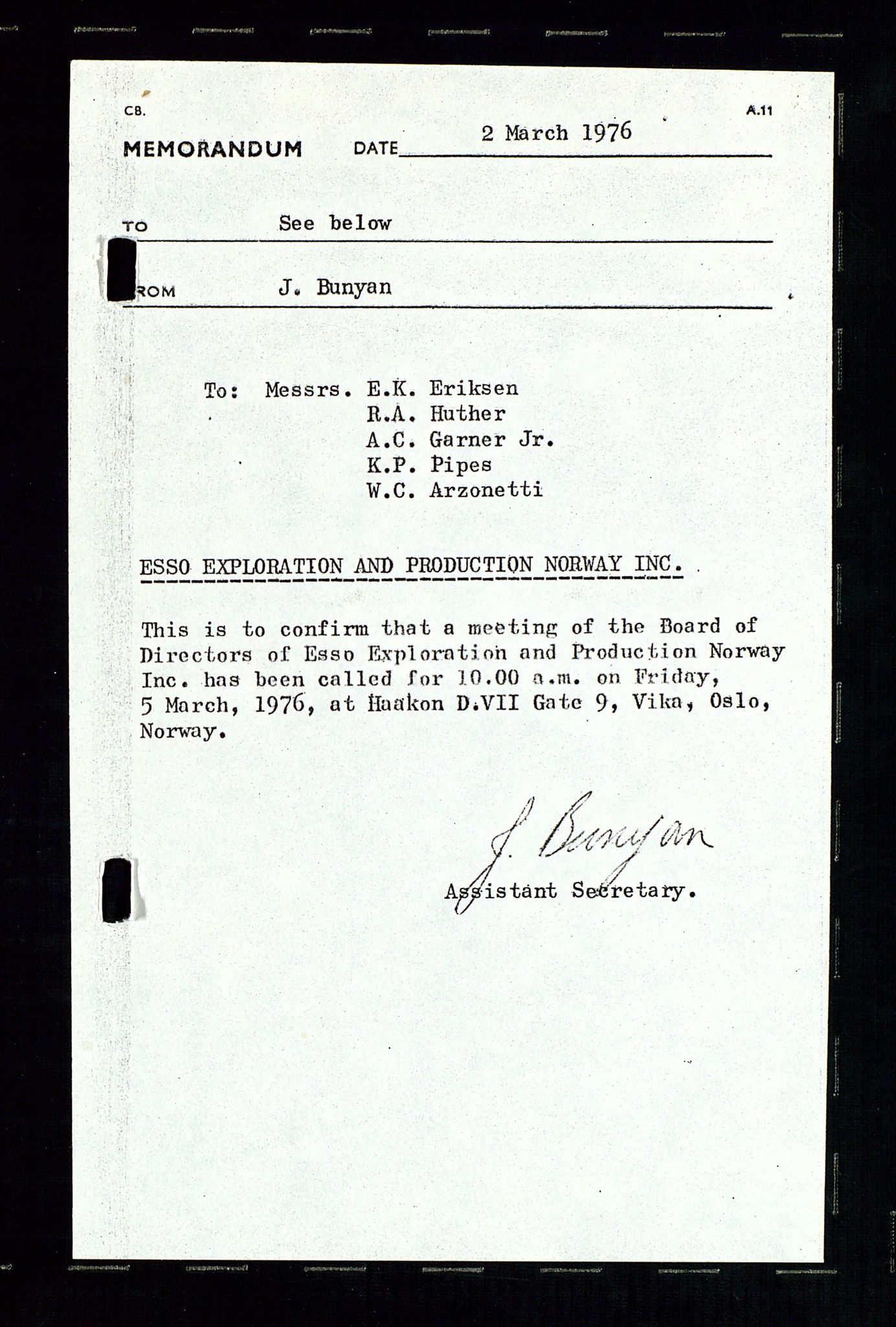 Pa 1512 - Esso Exploration and Production Norway Inc., AV/SAST-A-101917/A/Aa/L0001/0002: Styredokumenter / Corporate records, Board meeting minutes, Agreements, Stocholder meetings, 1975-1979, p. 28