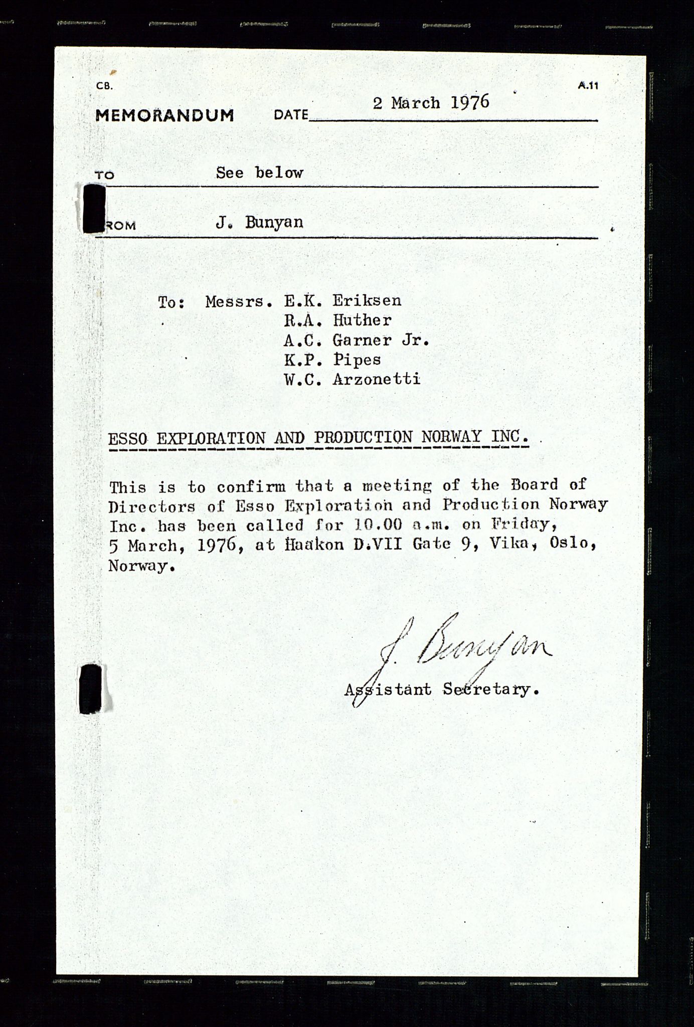 Pa 1512 - Esso Exploration and Production Norway Inc., SAST/A-101917/A/Aa/L0001/0002: Styredokumenter / Corporate records, Board meeting minutes, Agreements, Stocholder meetings, 1975-1979, p. 28