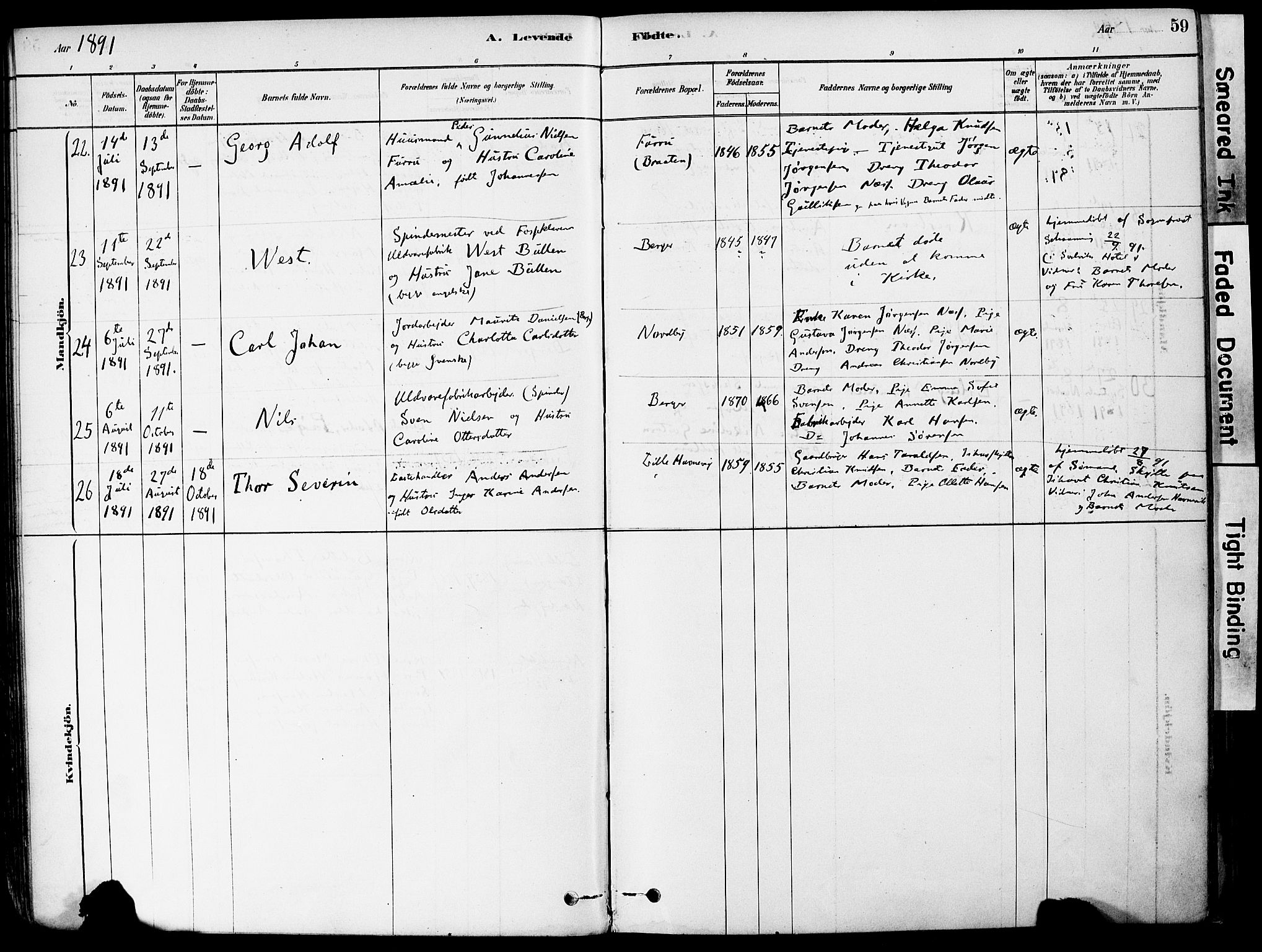 Strømm kirkebøker, AV/SAKO-A-322/F/Fa/L0004: Parish register (official) no. I 4, 1878-1899, p. 59