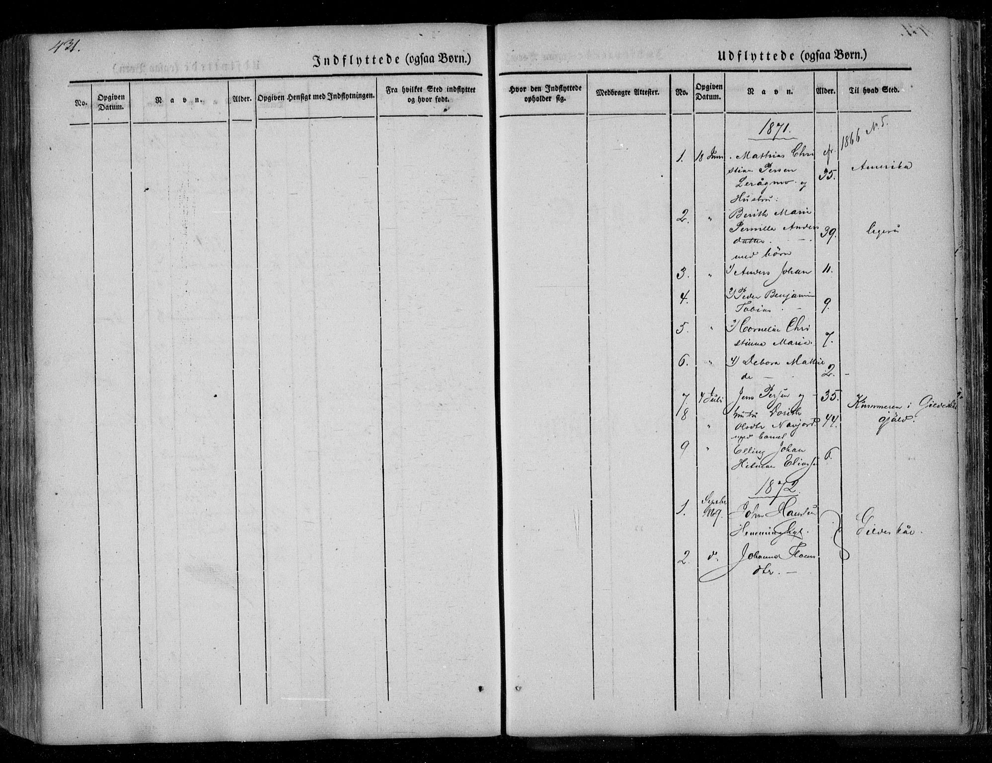 Ministerialprotokoller, klokkerbøker og fødselsregistre - Nordland, AV/SAT-A-1459/846/L0644: Parish register (official) no. 846A02, 1837-1872, p. 431