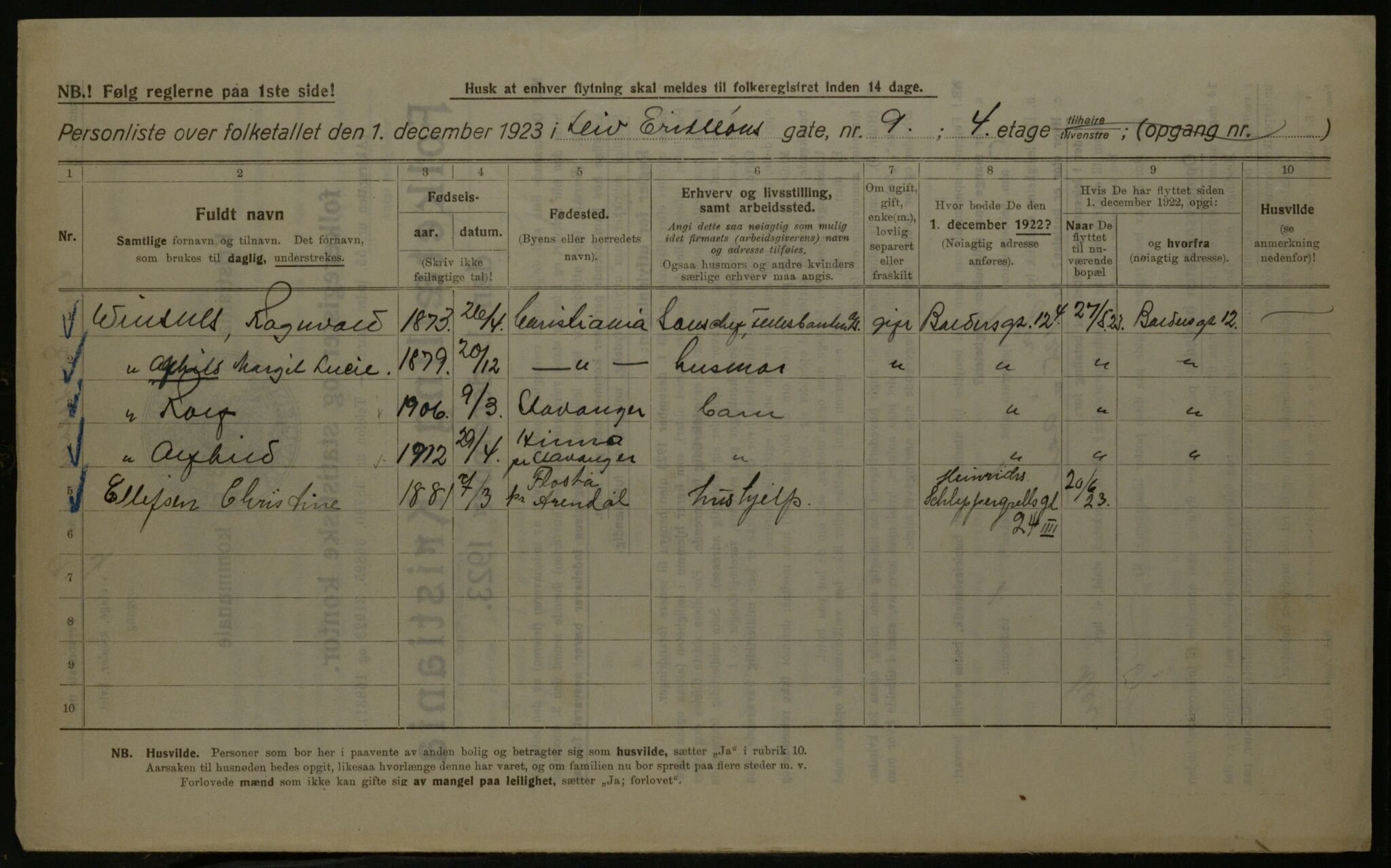 OBA, Municipal Census 1923 for Kristiania, 1923, p. 63769