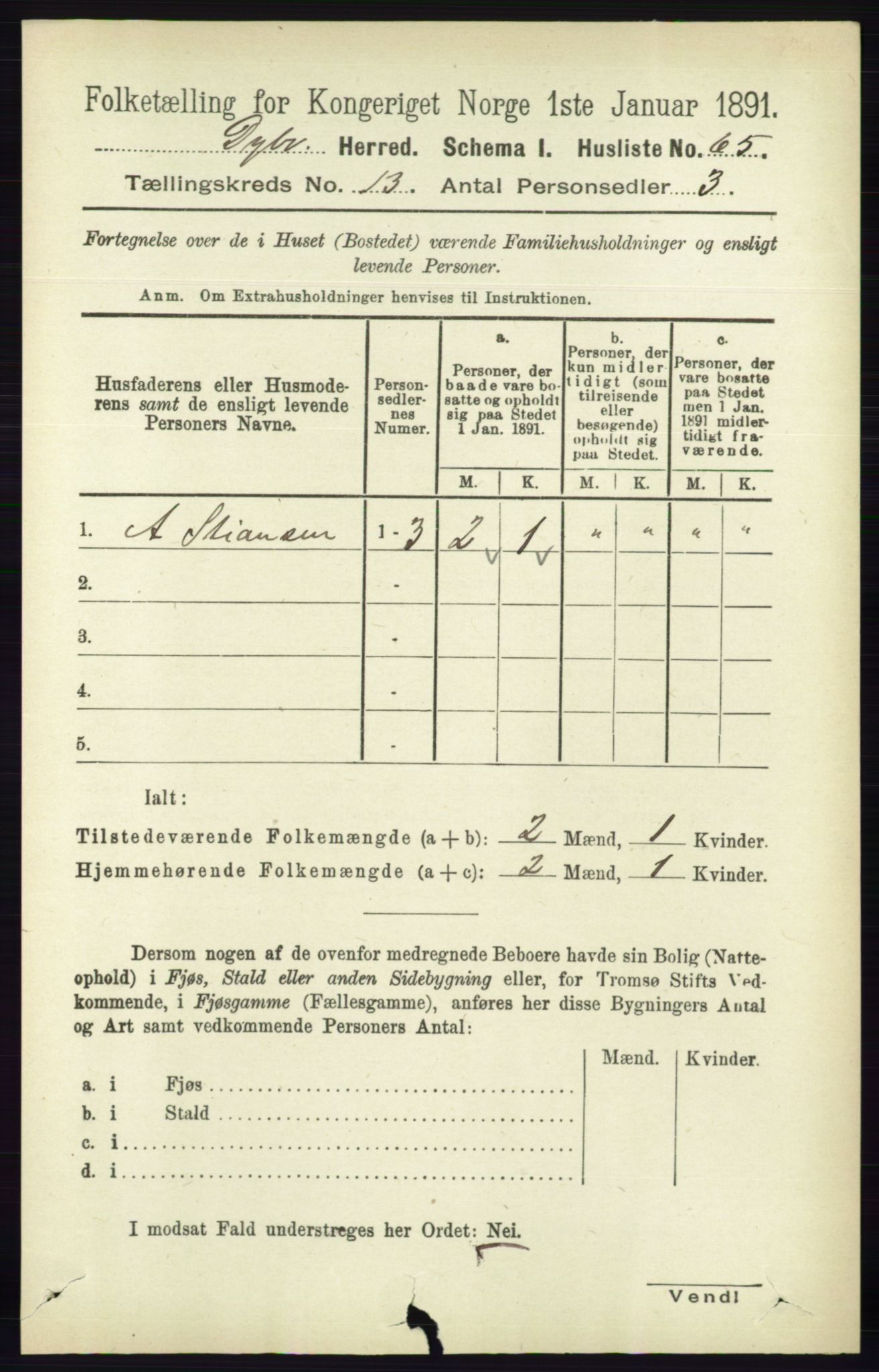 RA, 1891 census for 0915 Dypvåg, 1891, p. 5291