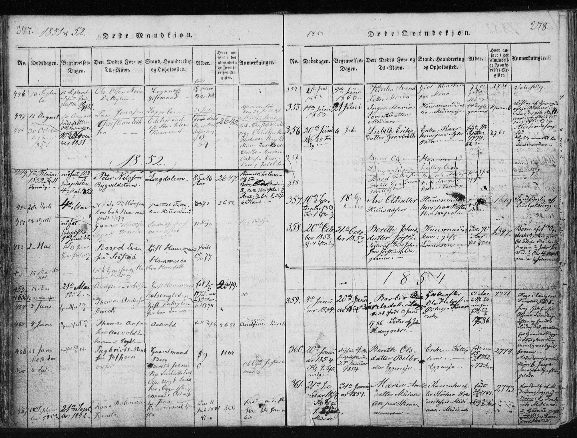 Ministerialprotokoller, klokkerbøker og fødselsregistre - Nord-Trøndelag, SAT/A-1458/749/L0469: Parish register (official) no. 749A03, 1817-1857, p. 277-278