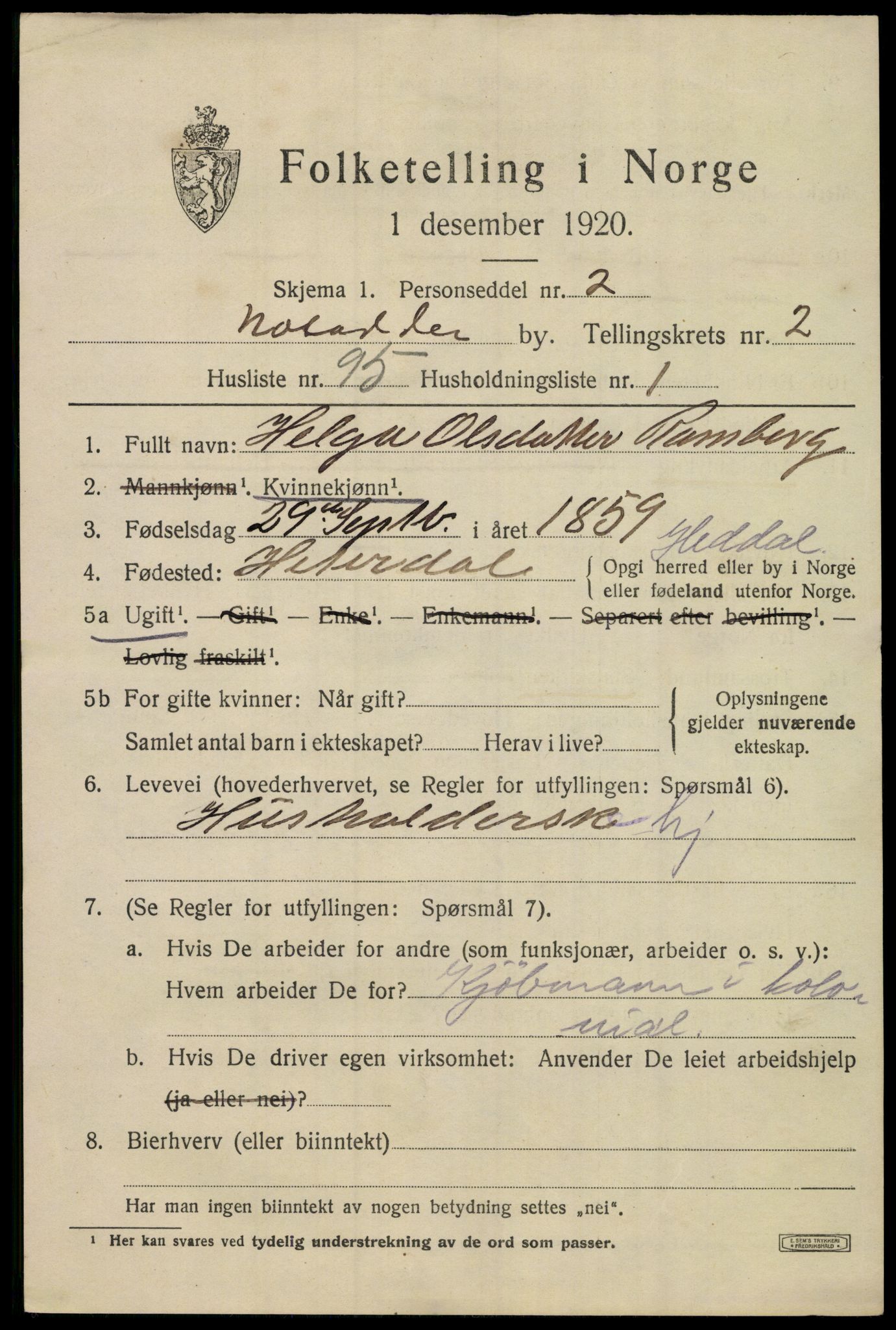 SAKO, 1920 census for Notodden, 1920, p. 8302