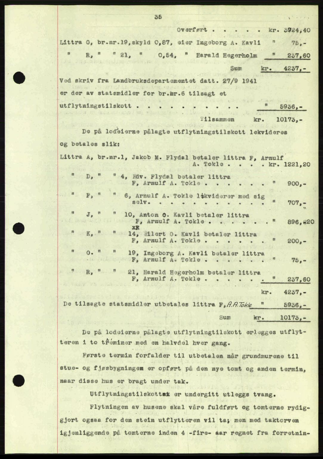 Romsdal sorenskriveri, AV/SAT-A-4149/1/2/2C: Mortgage book no. A13, 1942-1943, Diary no: : 27/1943