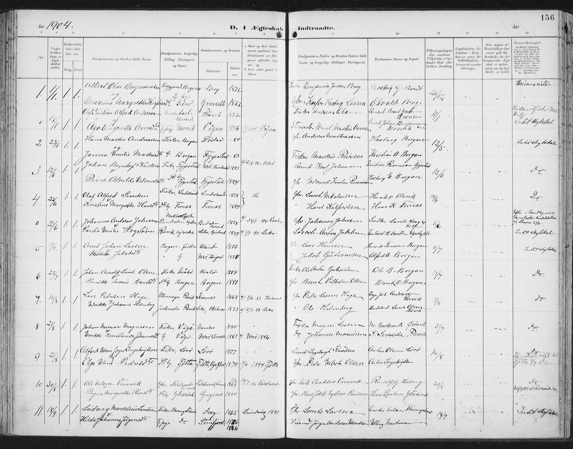 Ministerialprotokoller, klokkerbøker og fødselsregistre - Nord-Trøndelag, AV/SAT-A-1458/786/L0688: Parish register (official) no. 786A04, 1899-1912, p. 156