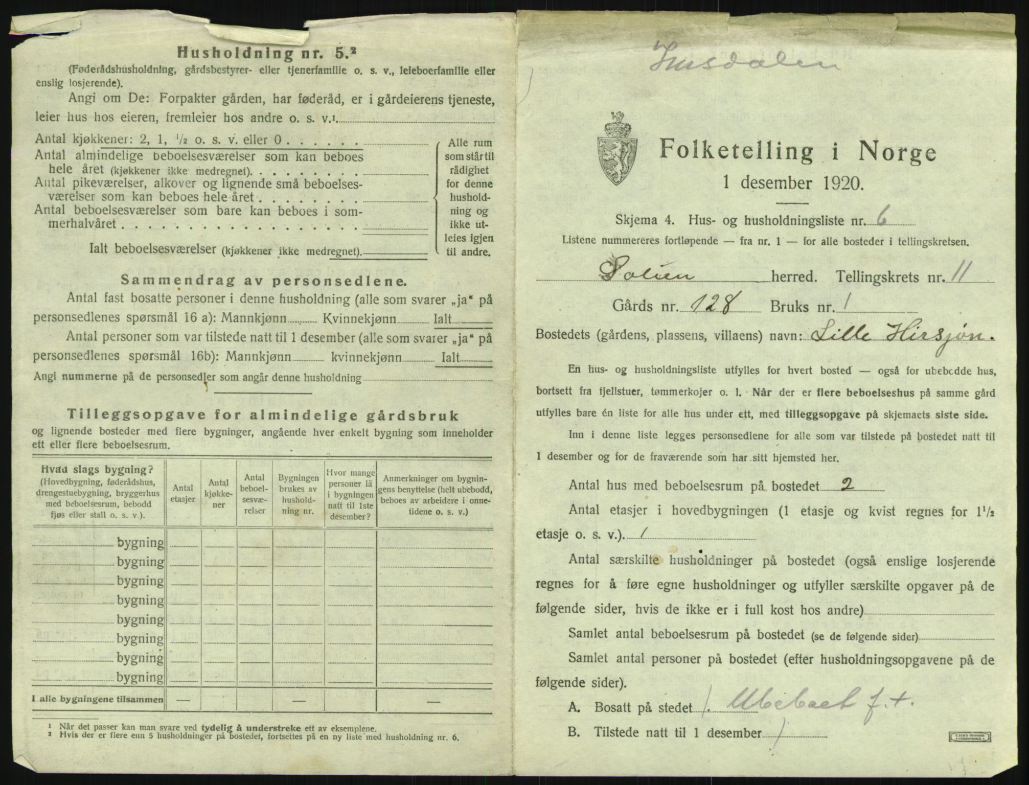 SAH, 1920 census for Ringebu, 1920, p. 1681