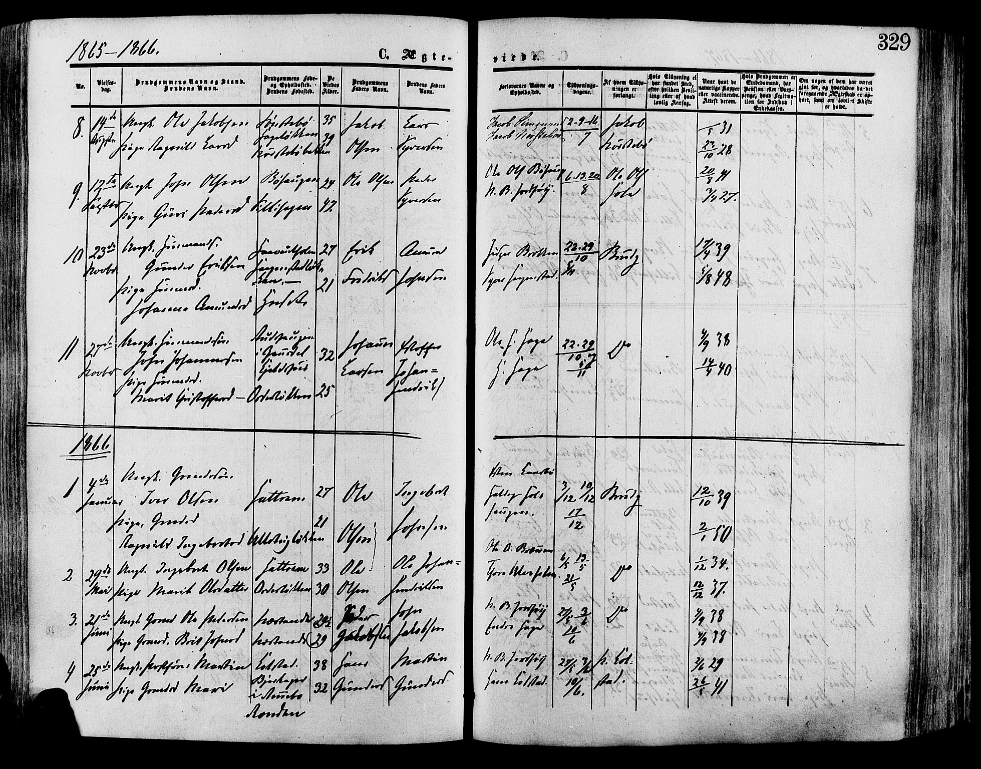 Lesja prestekontor, SAH/PREST-068/H/Ha/Haa/L0008: Parish register (official) no. 8, 1854-1880, p. 329