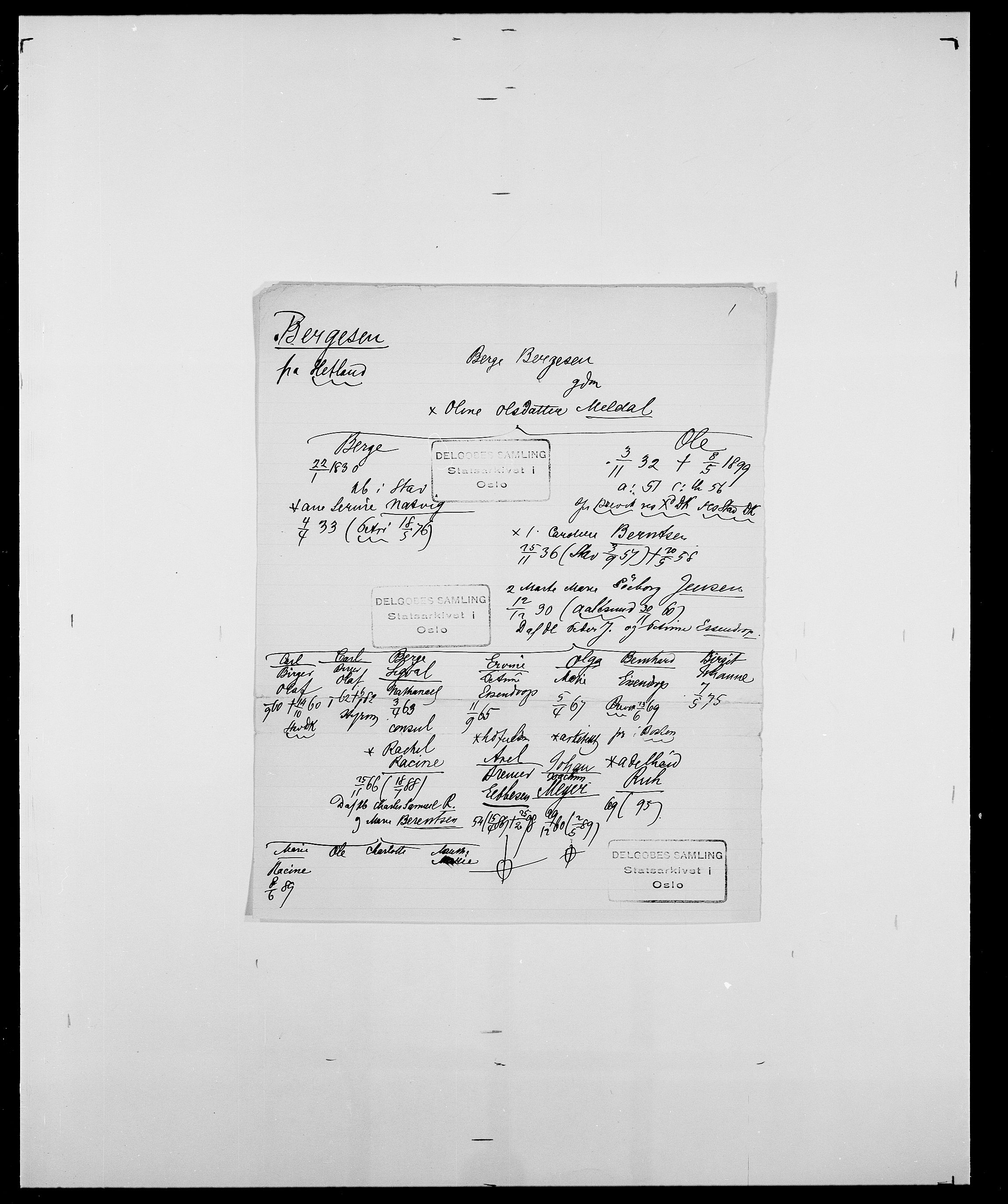 Delgobe, Charles Antoine - samling, AV/SAO-PAO-0038/D/Da/L0004: Bergendahl - Blære, p. 19