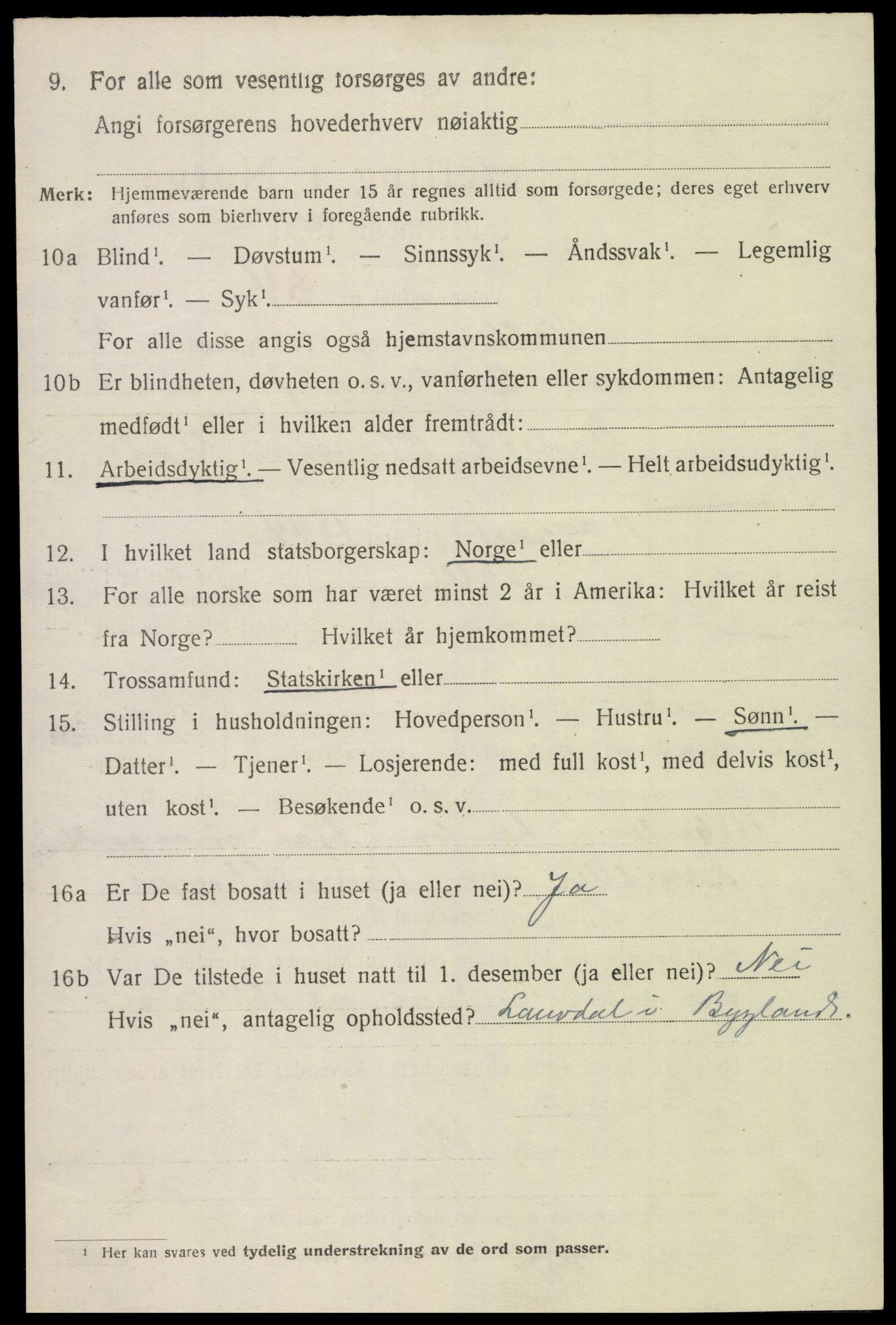 SAK, 1920 census for Valle, 1920, p. 2008