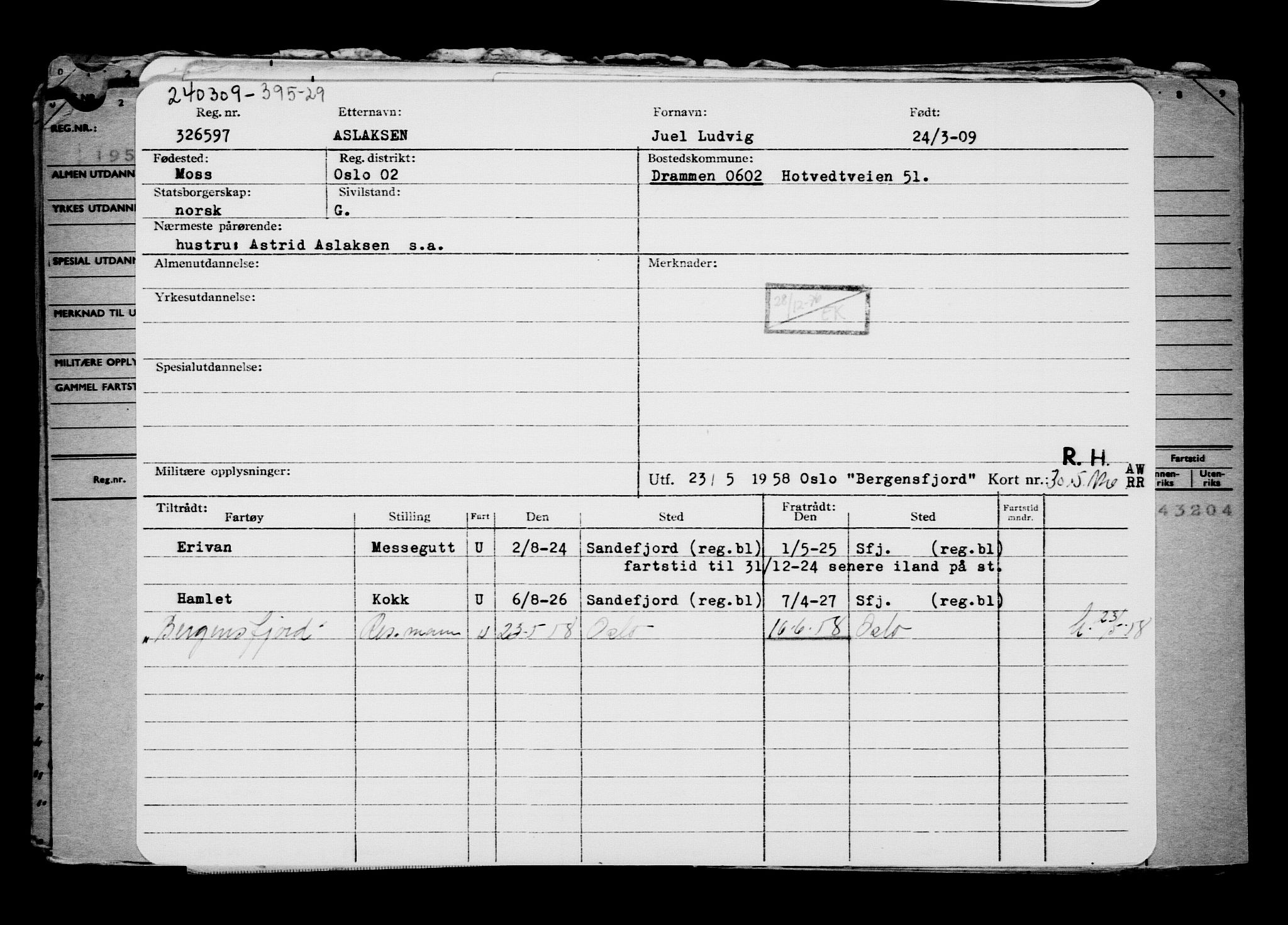 Direktoratet for sjømenn, AV/RA-S-3545/G/Gb/L0082: Hovedkort, 1909, p. 357