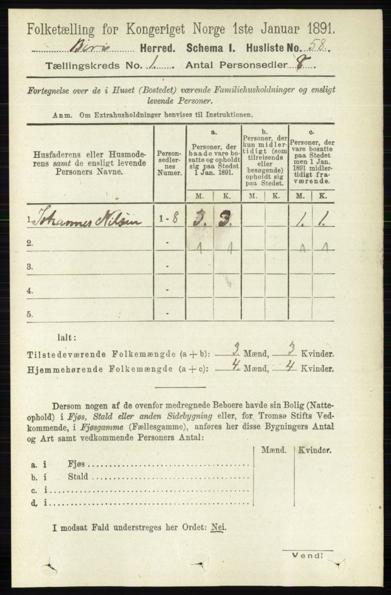 RA, 1891 census for 0525 Biri, 1891, p. 96