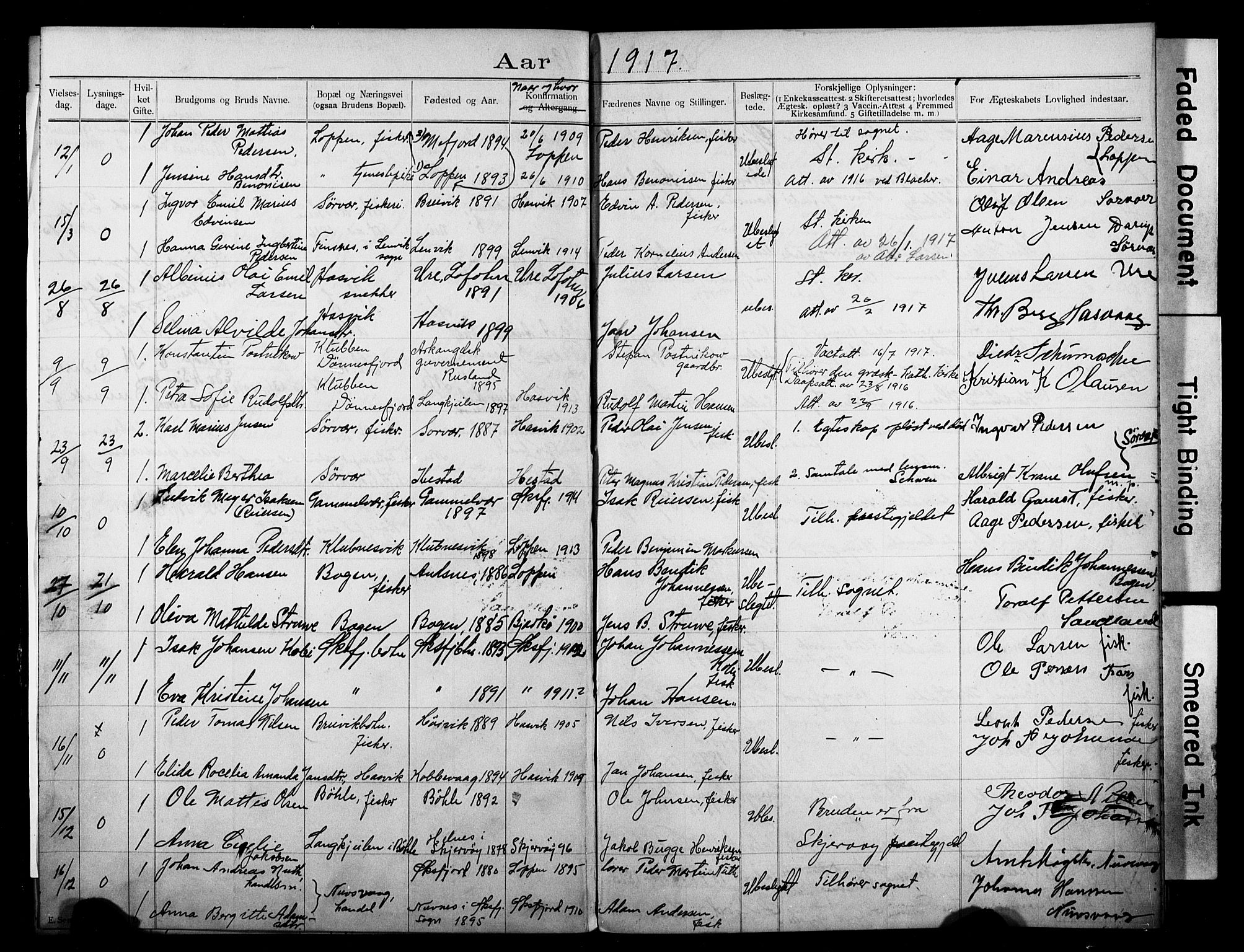 Loppa sokneprestkontor, AV/SATØ-S-1339/I/Ib/L0047: Banns register no. 47, 1897-1919