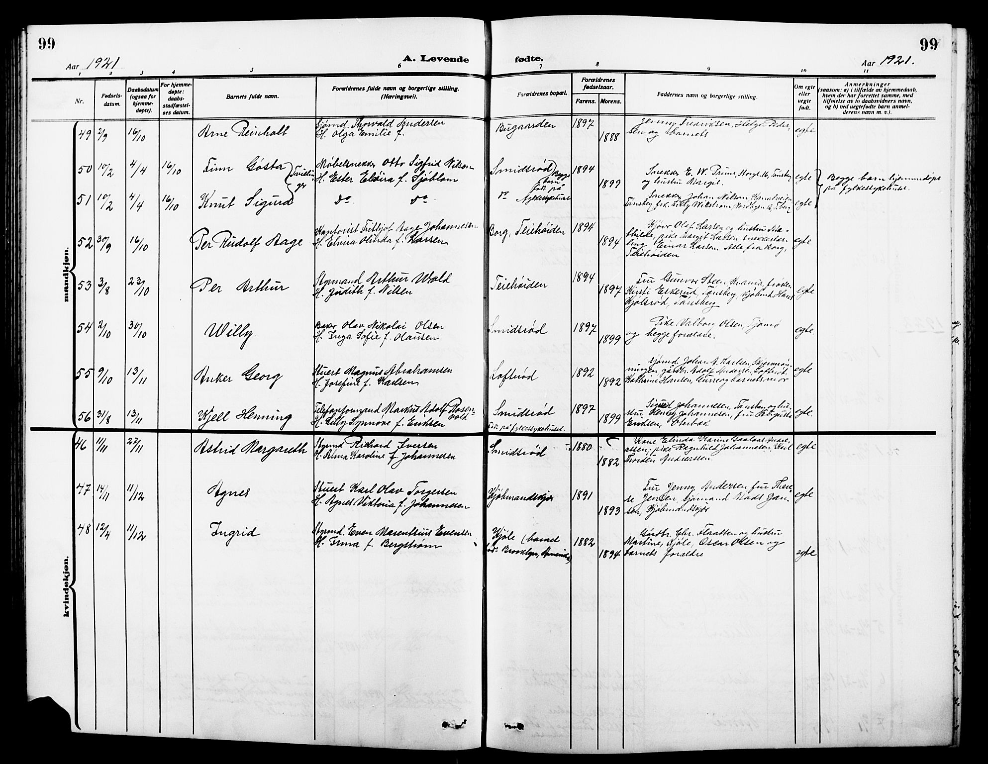 Nøtterøy kirkebøker, AV/SAKO-A-354/G/Ga/L0005: Parish register (copy) no. I 5, 1910-1924, p. 99