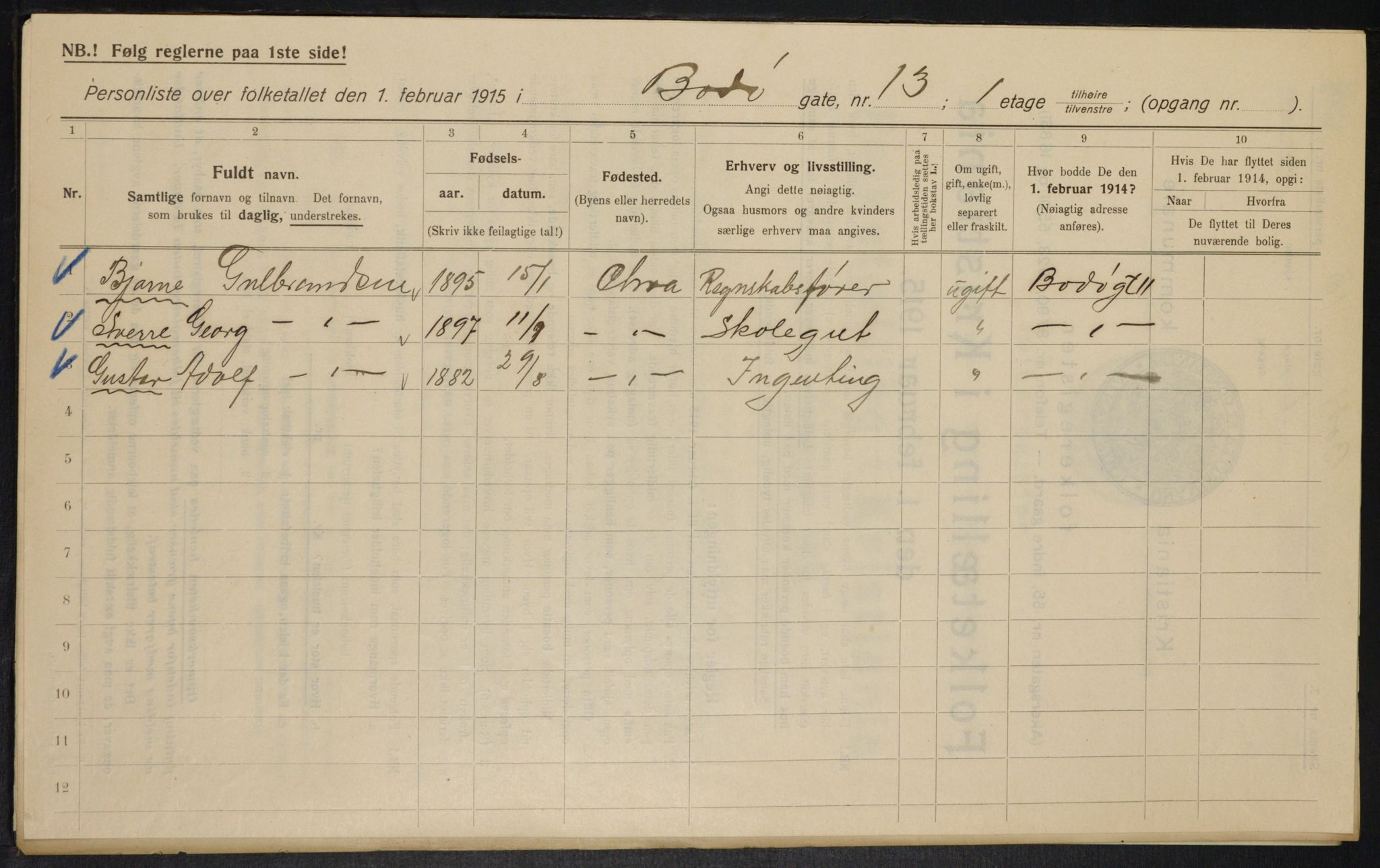 OBA, Municipal Census 1915 for Kristiania, 1915, p. 6801