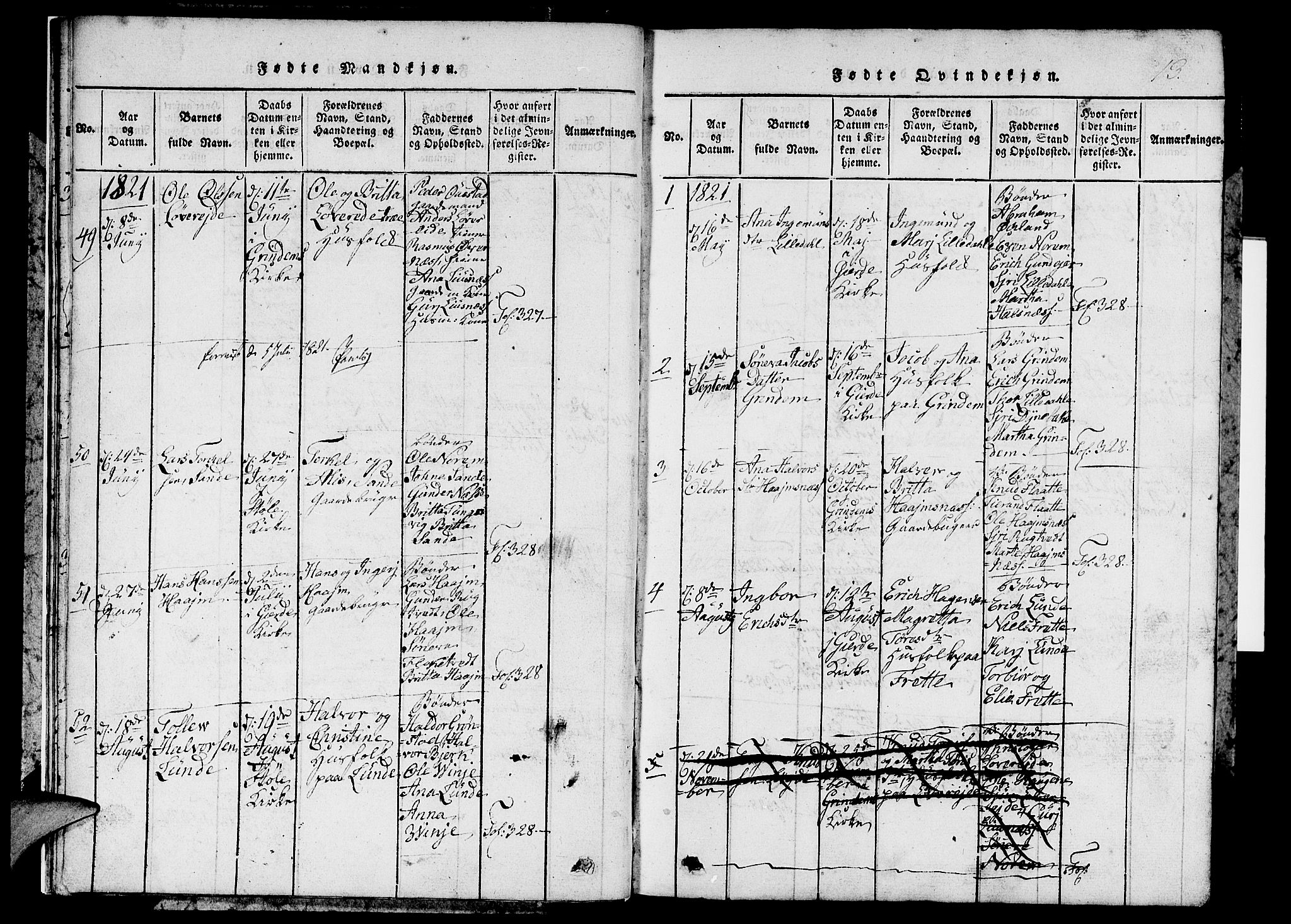 Etne sokneprestembete, SAB/A-75001/H/Hab: Parish register (copy) no. C 1, 1816-1841, p. 13