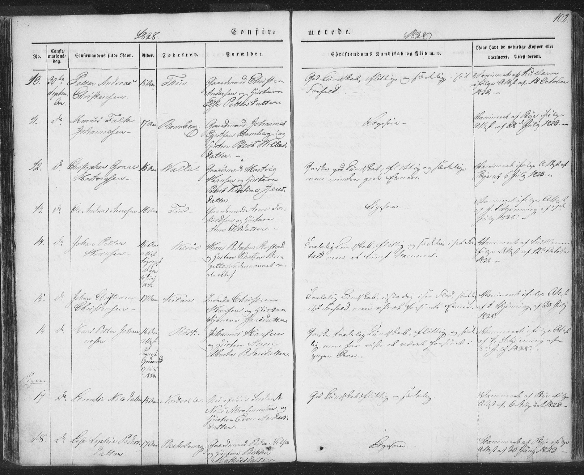 Ministerialprotokoller, klokkerbøker og fødselsregistre - Nordland, AV/SAT-A-1459/885/L1202: Parish register (official) no. 885A03, 1838-1859, p. 102