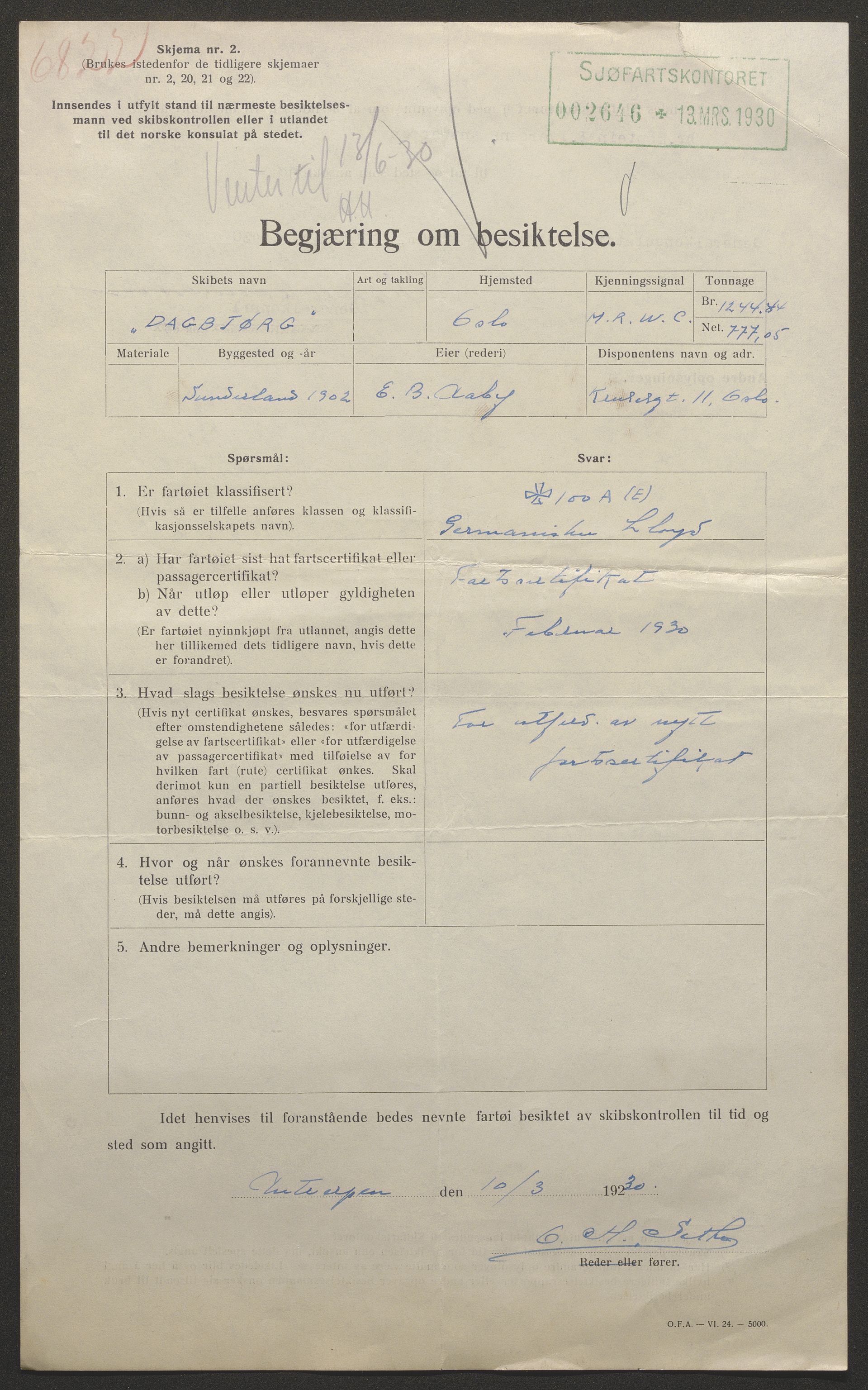 Sjøfartsdirektoratet med forløpere, skipsmapper slettede skip, AV/RA-S-4998/F/Fa/L0222: --, 1872-1935, p. 557