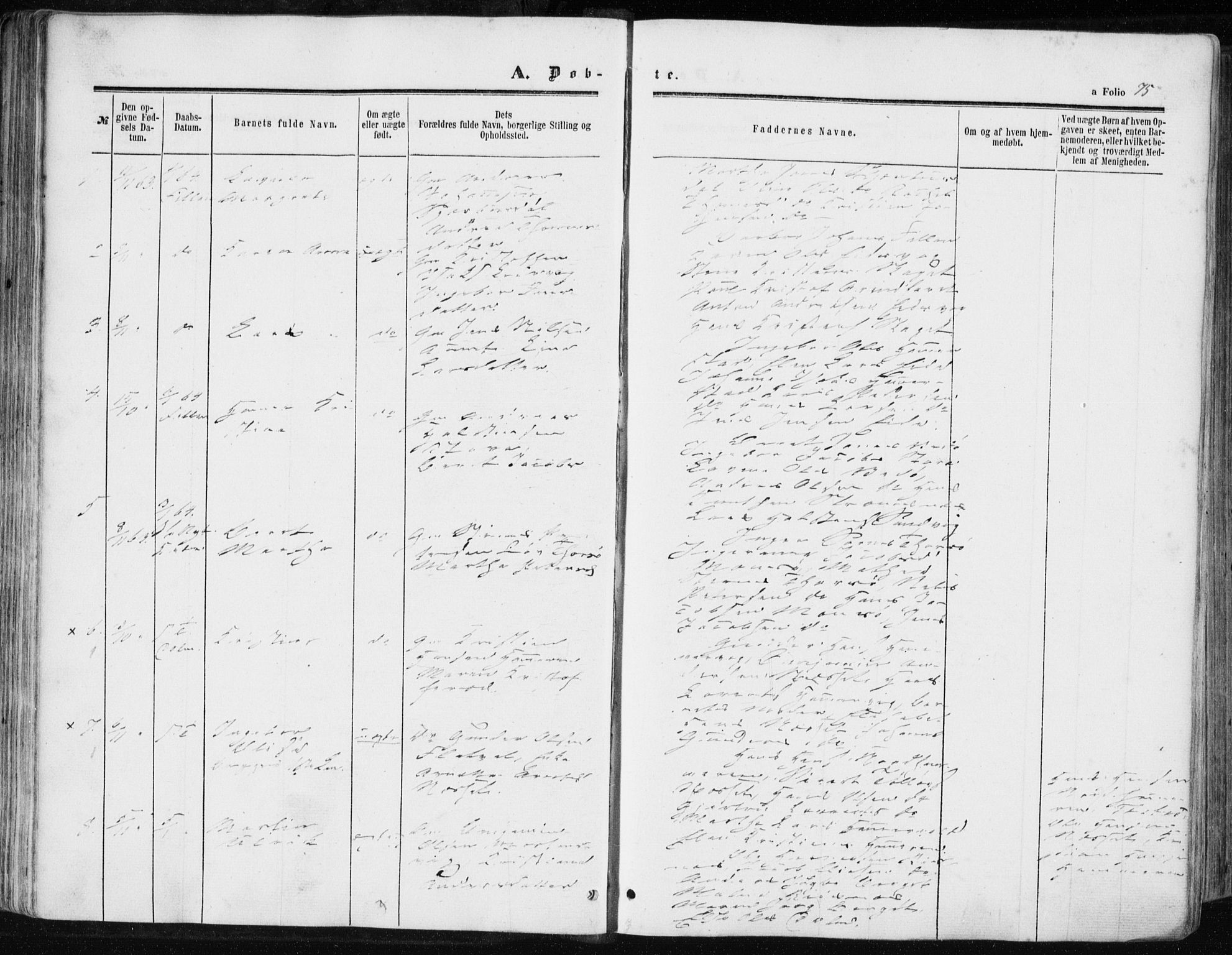 Ministerialprotokoller, klokkerbøker og fødselsregistre - Sør-Trøndelag, SAT/A-1456/634/L0531: Parish register (official) no. 634A07, 1861-1870, p. 75