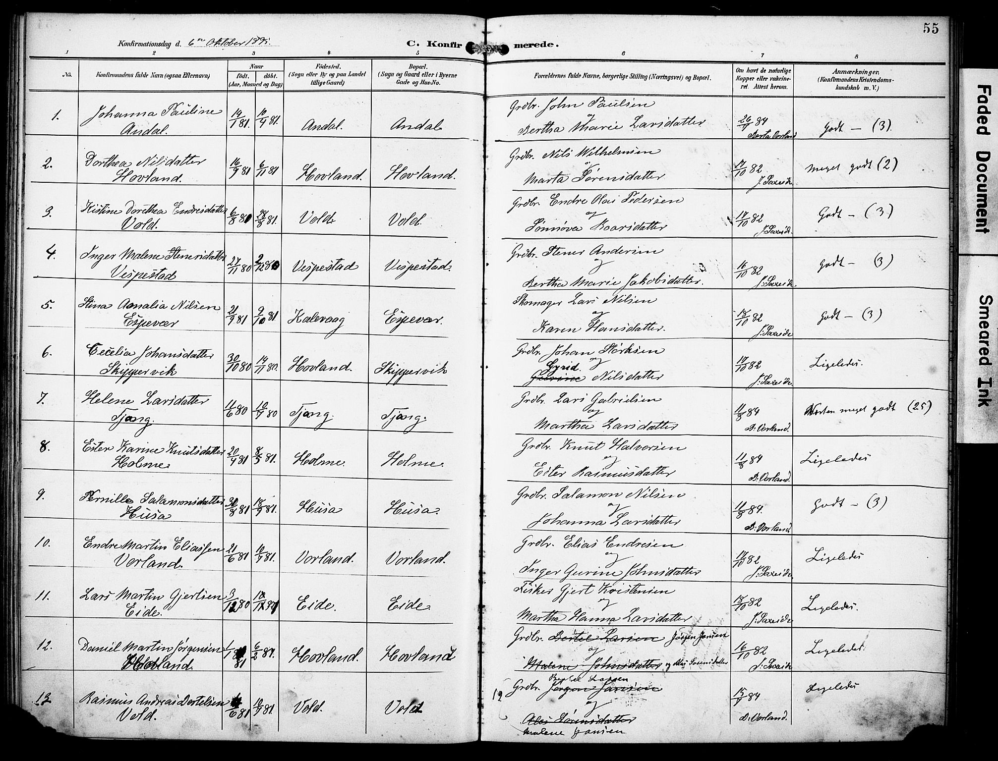 Finnås sokneprestembete, AV/SAB-A-99925/H/Ha/Haa/Haad/L0002: Parish register (official) no. D 2, 1895-1906, p. 55