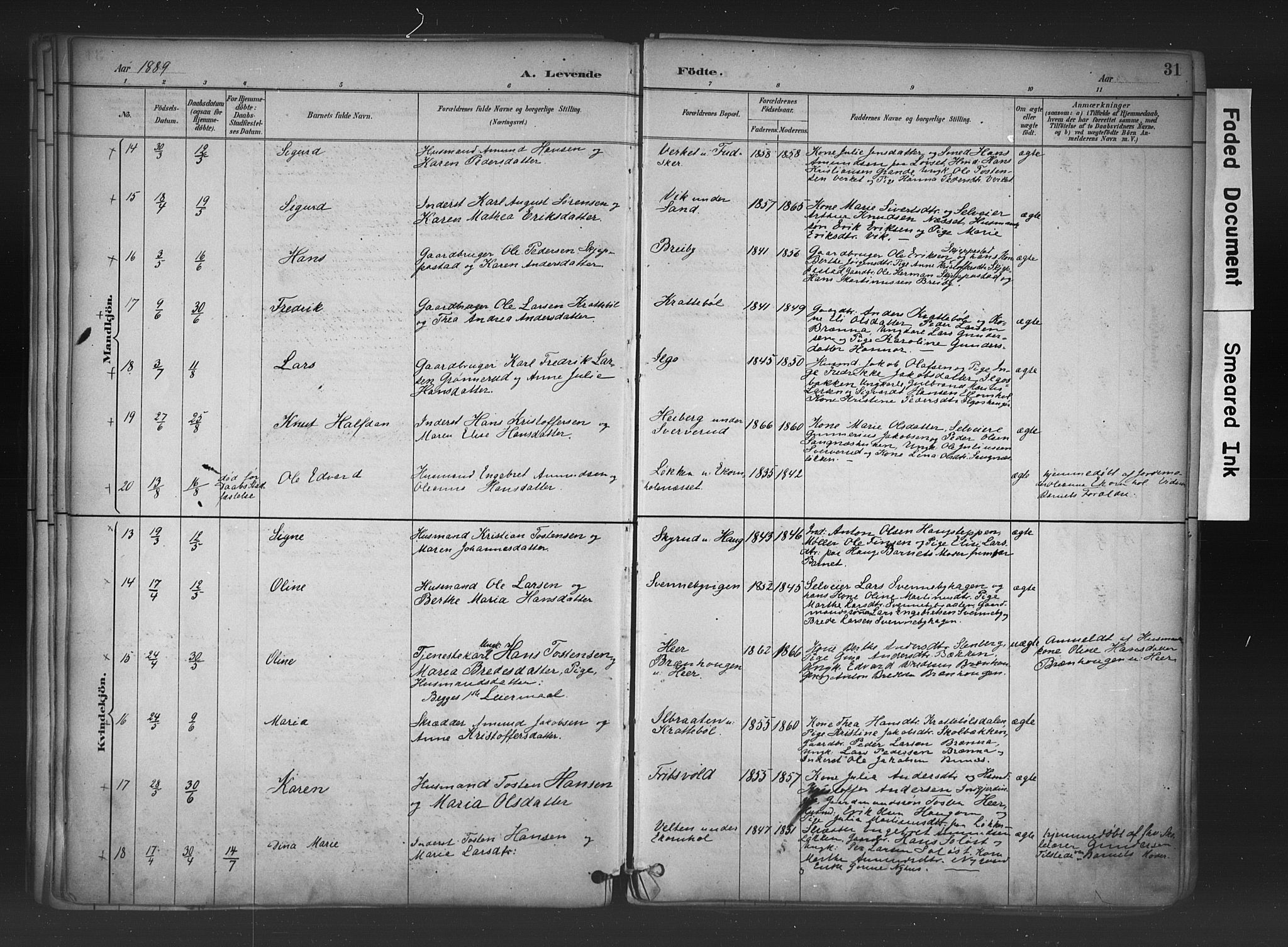 Nord-Odal prestekontor, AV/SAH-PREST-032/H/Ha/Haa/L0006: Parish register (official) no. 6, 1886-1901, p. 31