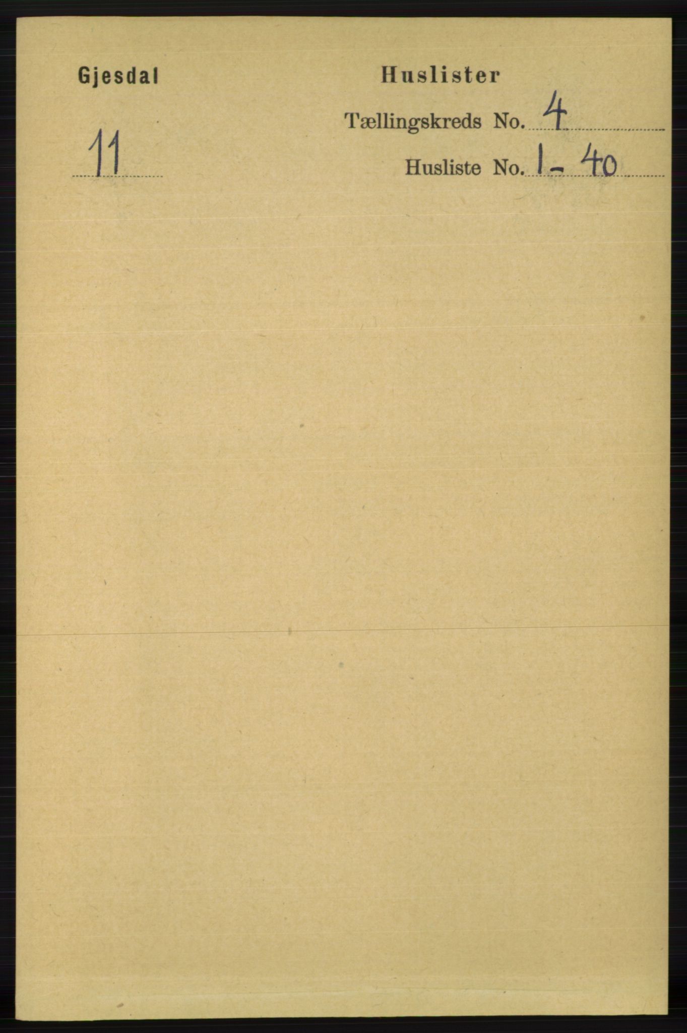 RA, 1891 census for 1122 Gjesdal, 1891, p. 1139