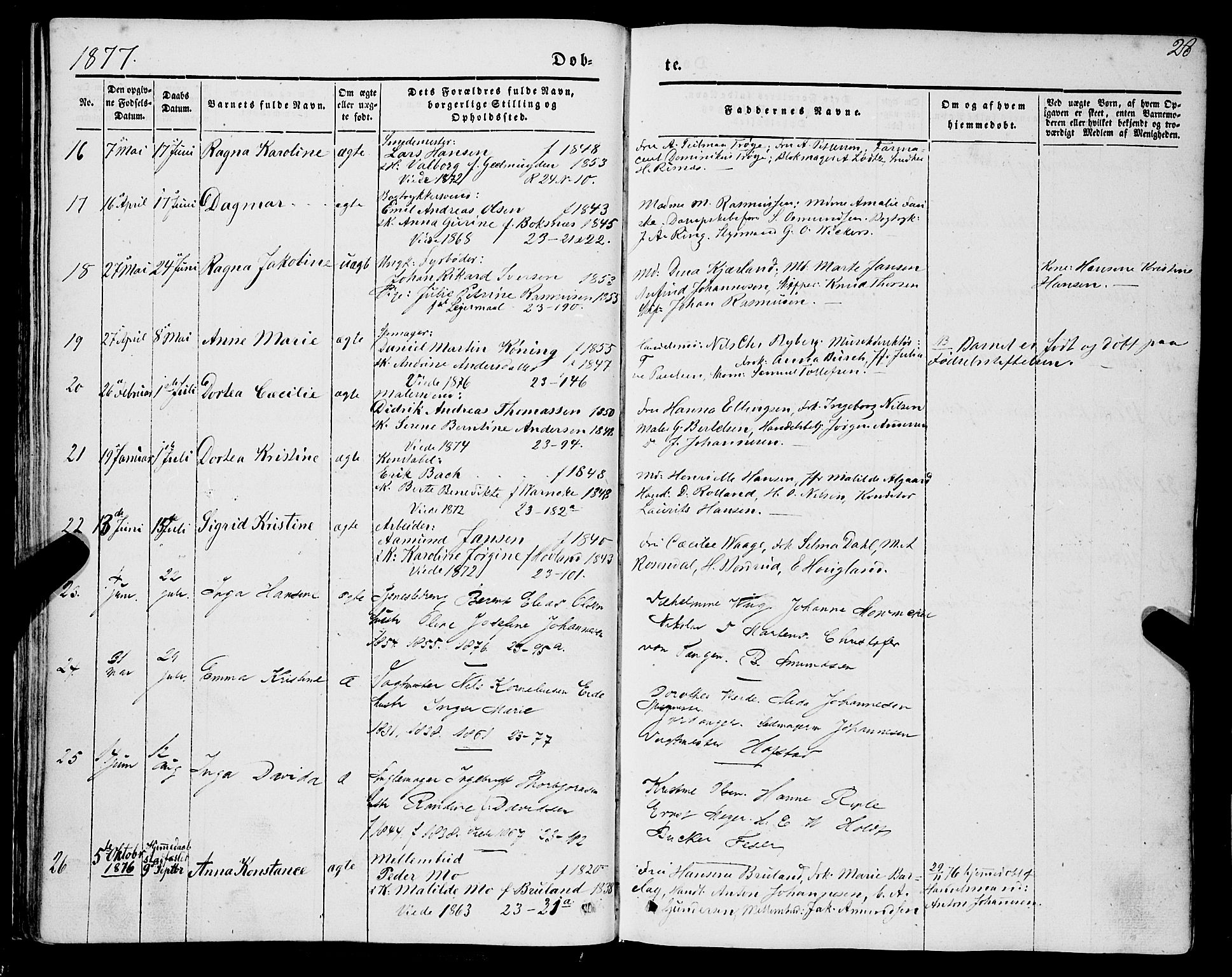 Mariakirken Sokneprestembete, AV/SAB-A-76901/H/Haa/L0006: Parish register (official) no. A 6, 1846-1877, p. 28