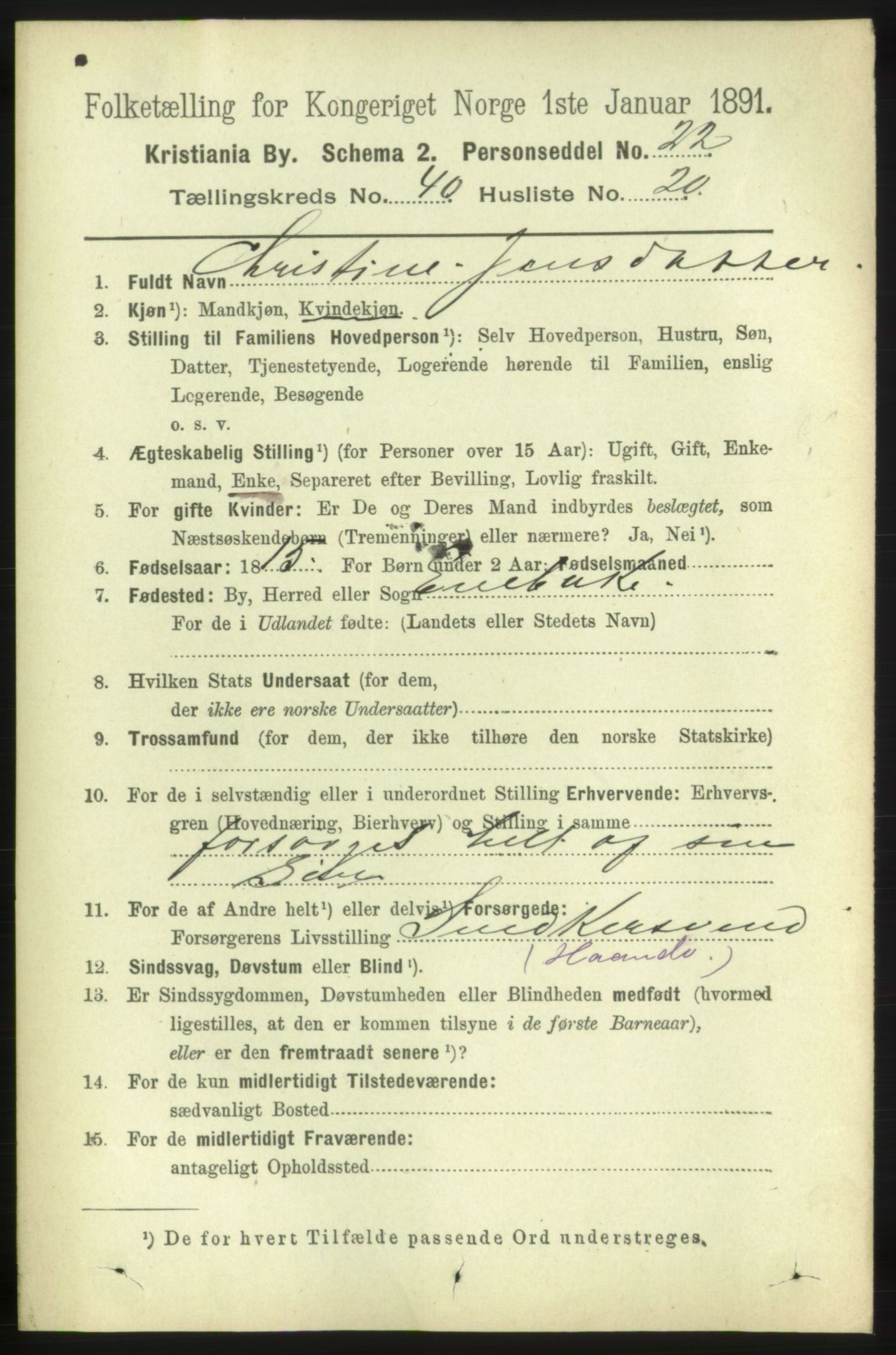 RA, 1891 census for 0301 Kristiania, 1891, p. 23461