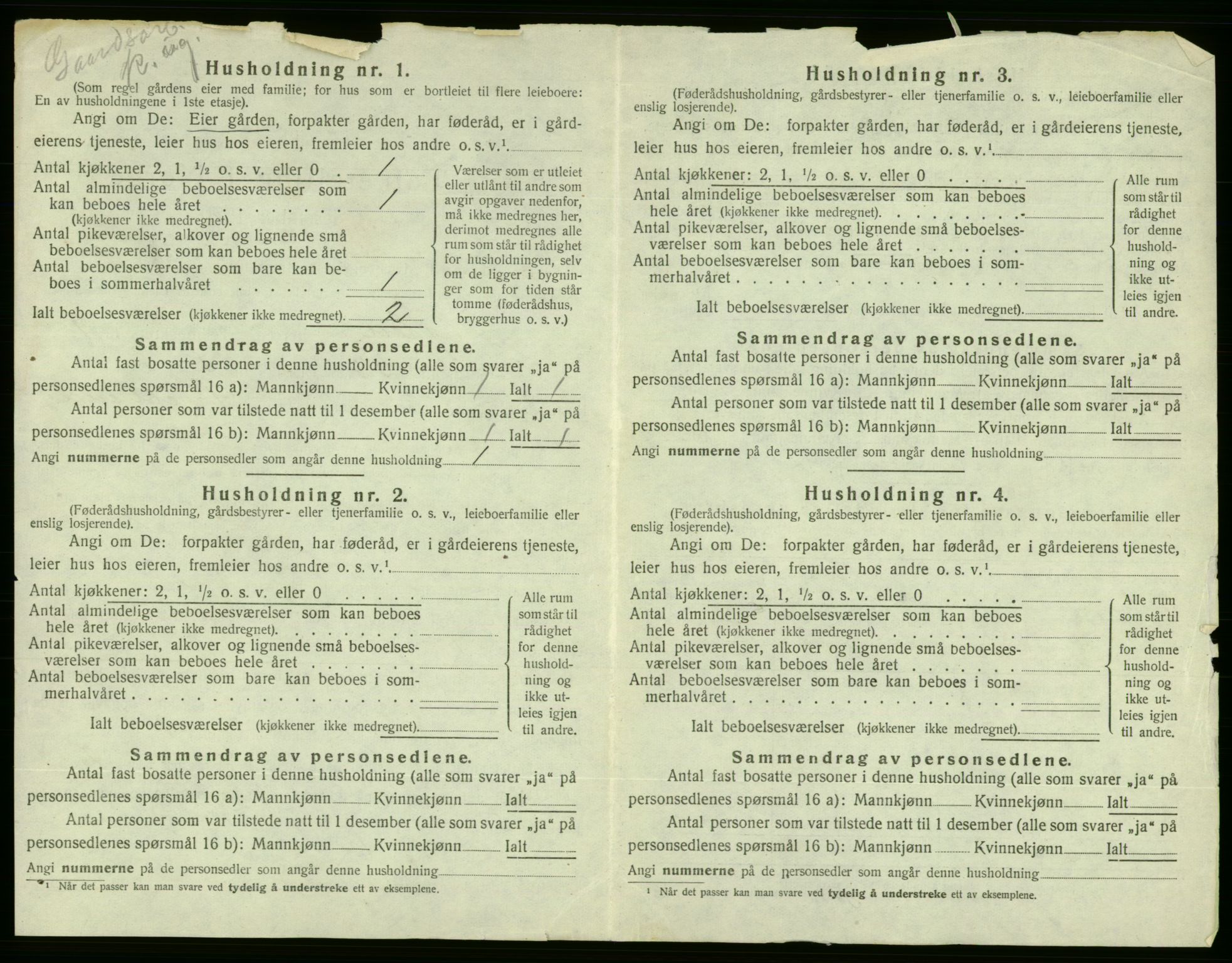 SAB, 1920 census for Ølen, 1920, p. 744