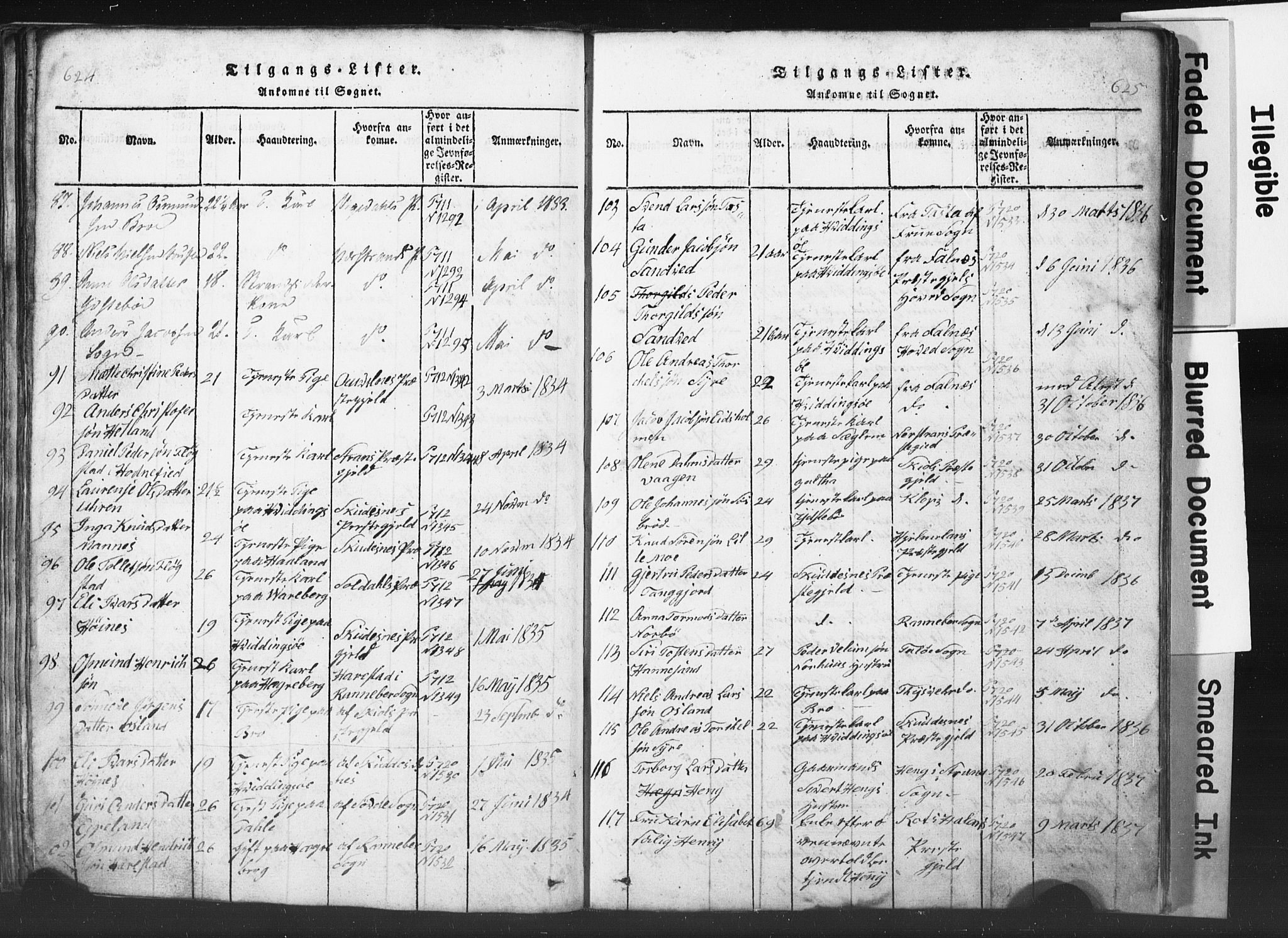Rennesøy sokneprestkontor, SAST/A -101827/H/Ha/Hab/L0001: Parish register (copy) no. B 1, 1816-1841, p. 624-625
