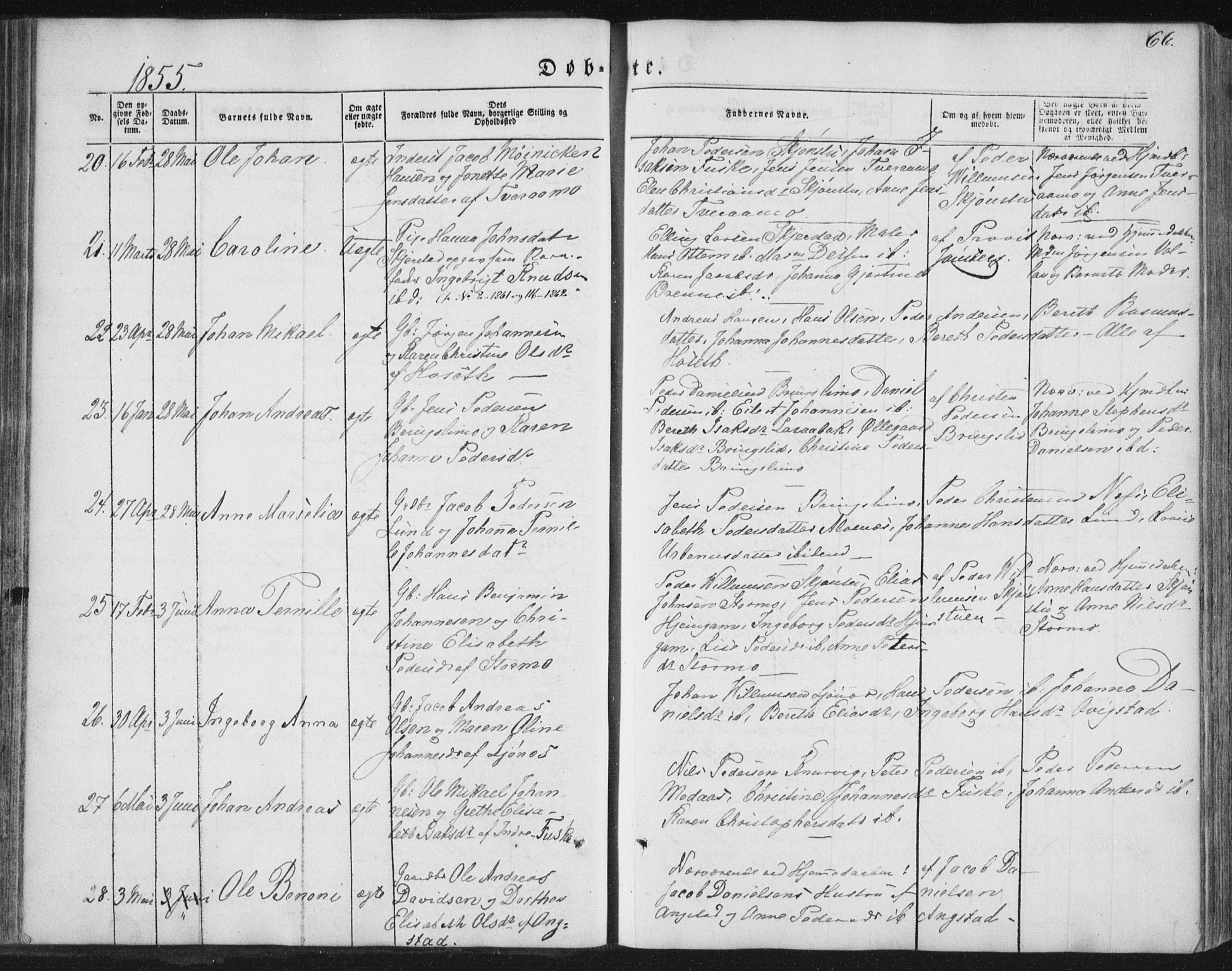 Ministerialprotokoller, klokkerbøker og fødselsregistre - Nordland, SAT/A-1459/852/L0738: Parish register (official) no. 852A08, 1849-1865, p. 66