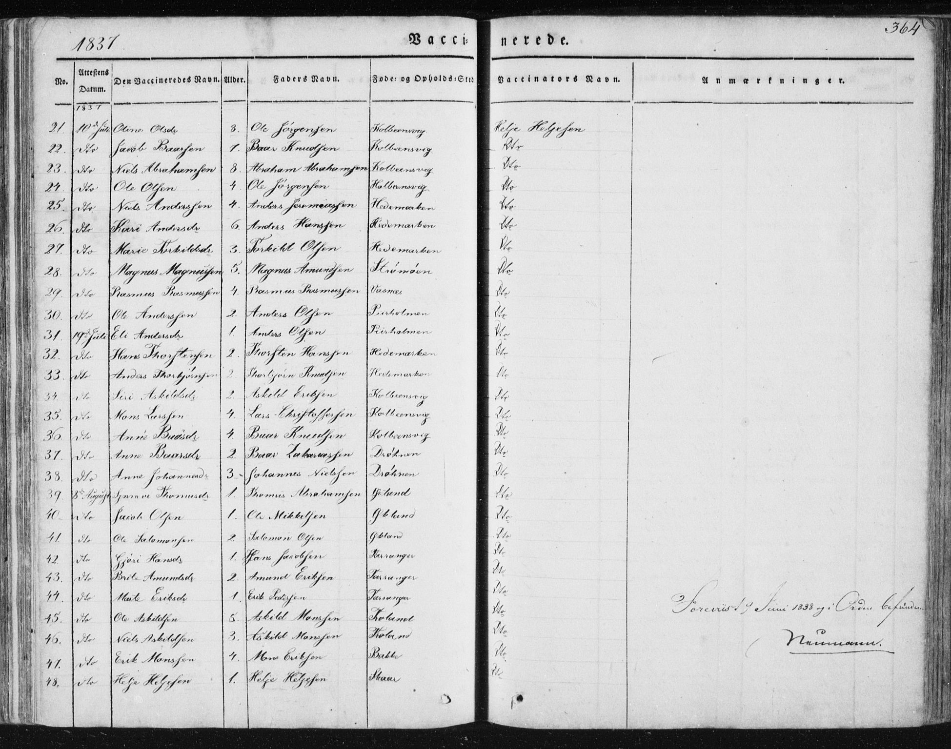 Sund sokneprestembete, SAB/A-99930: Parish register (official) no. A 13, 1835-1849, p. 364