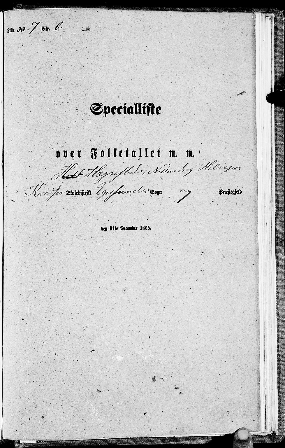 RA, 1865 census for Eigersund/Eigersund og Ogna, 1865, p. 127